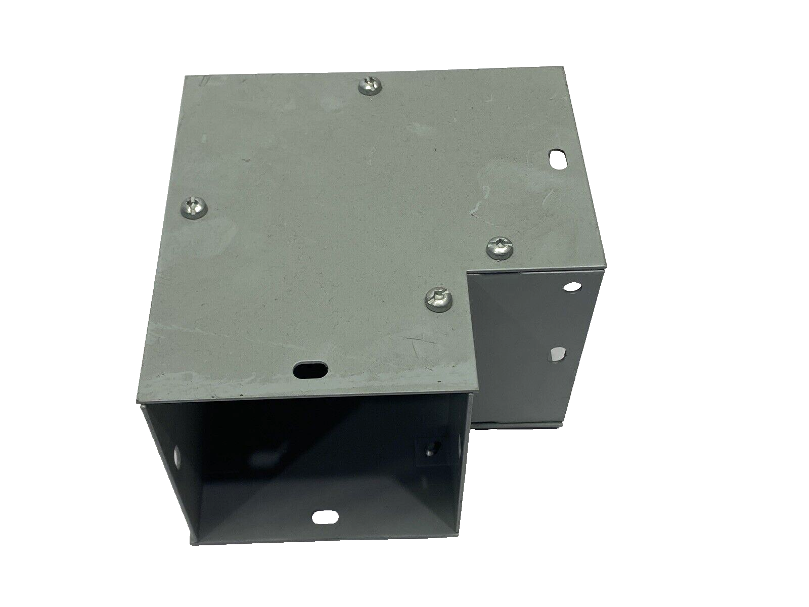 Hoffman F44G90E nVent 90 Degree Elbow Lay-In Wireway 4" x 4" 52520 Gray Steel - Maverick Industrial Sales