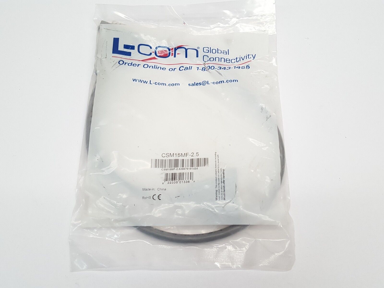 L-COM CSM15MF-2.5 Deluxe Molded D-Sub Male/Female Cable 2.5' Grey - New – Open box - Maverick Industrial Sales