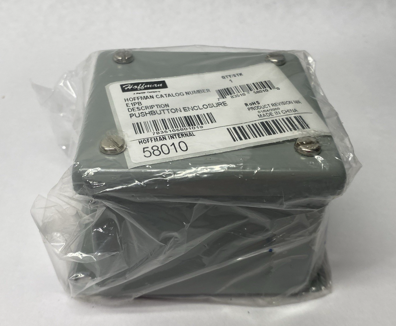 E1PB | Hoffman nVent Pushbutton Enclosure Gray, 1-Hole 30.5mm, Type 12 - New Other - Maverick Industrial Sales