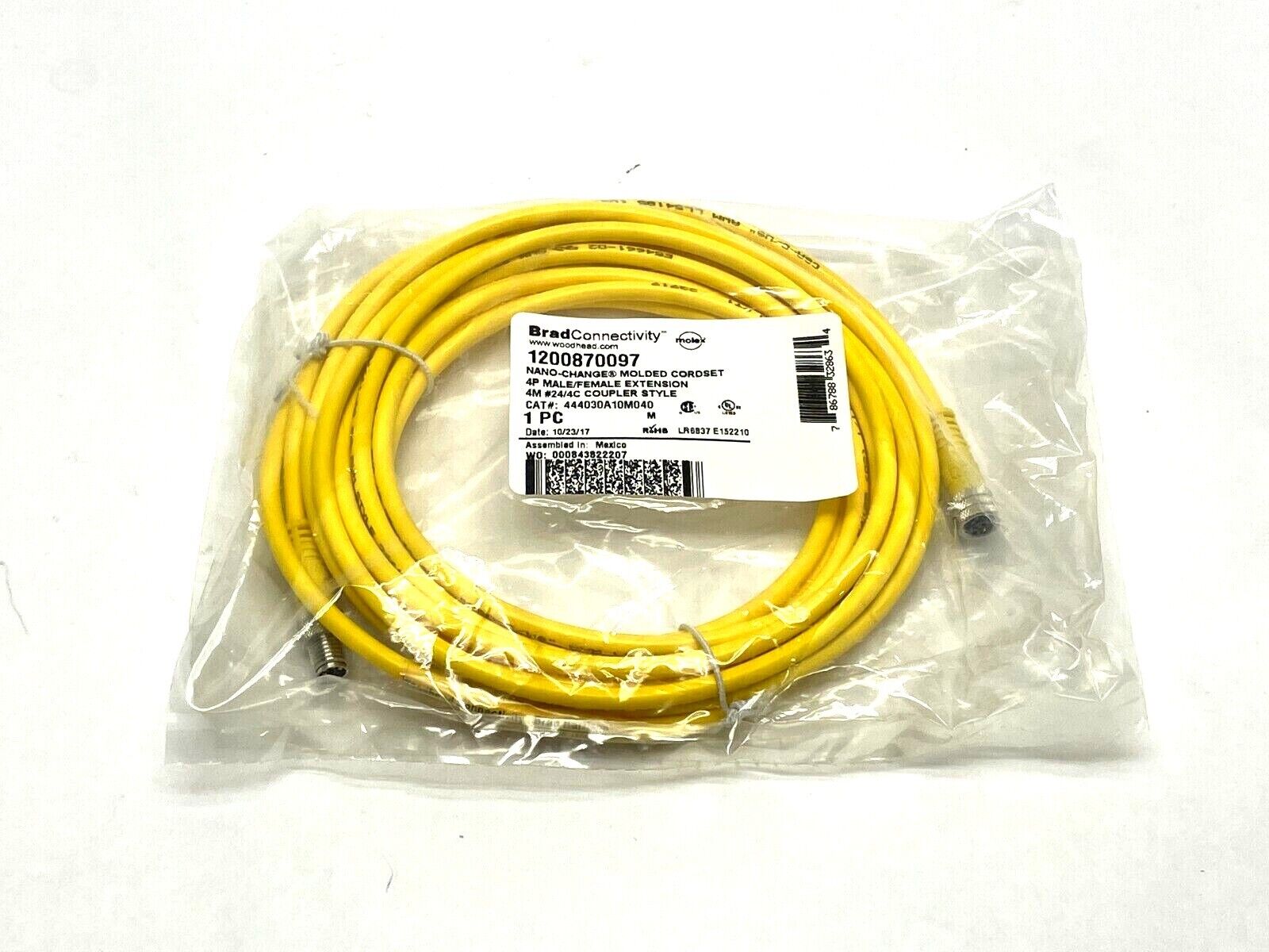 BradConnectivity 1200870097 Cordset 4m Length 4-Pin M/F 444030A10M040 - New - Maverick Industrial Sales