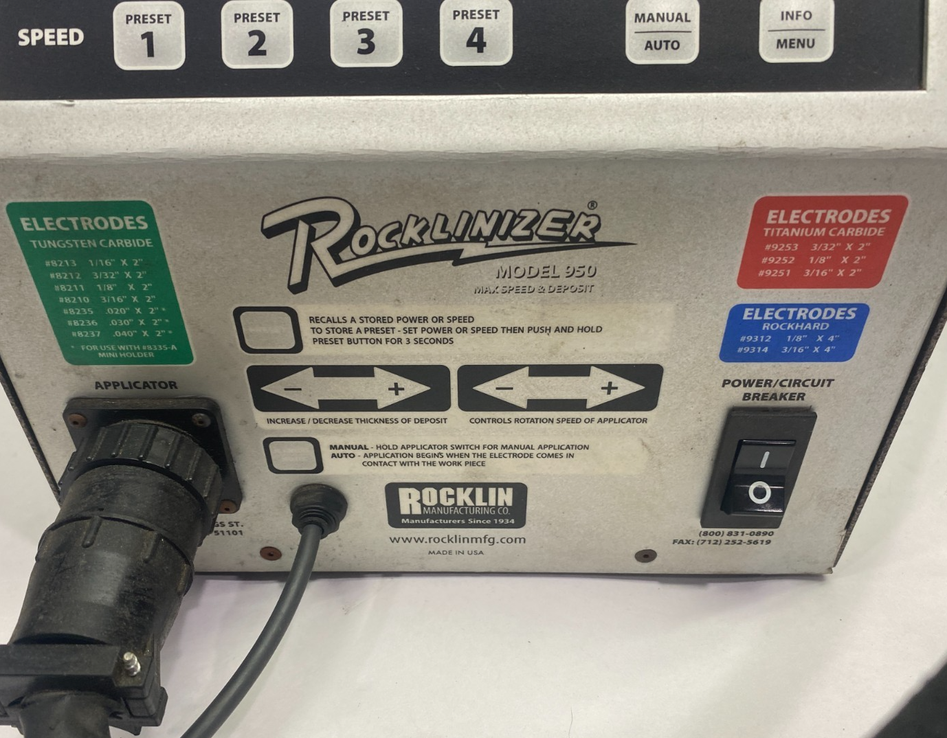 Rocklin 950E Rocklinizer Carbide Application Machine w/ 950-400 Deposit Gun - Maverick Industrial Sales