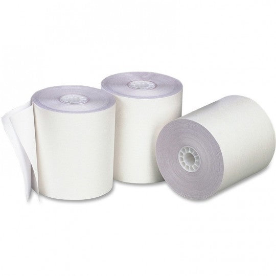 PM Company 04302 Paper Rolls Teller Financial 3" x 140 ft White Carton of 50 - Maverick Industrial Sales