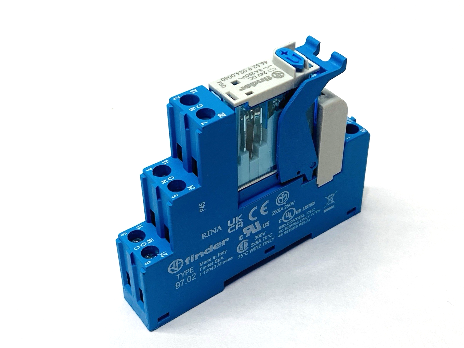 Finder 46.52.9.024.0040 Miniature Industrial Relay 24VDC w/ 97.02 Relay Base - Maverick Industrial Sales