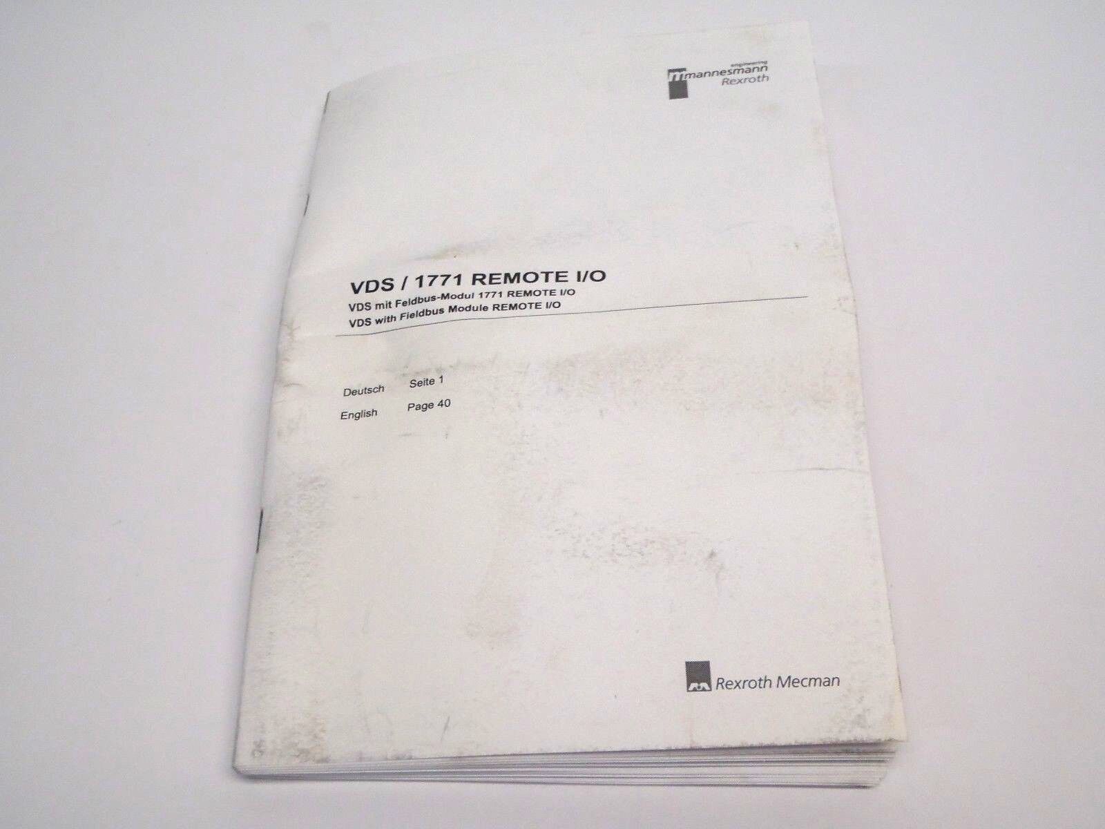 Mannesmann Rexroth VDS / 1771 Remote I/O Fieldbus Module Manual - Used - Maverick Industrial Sales