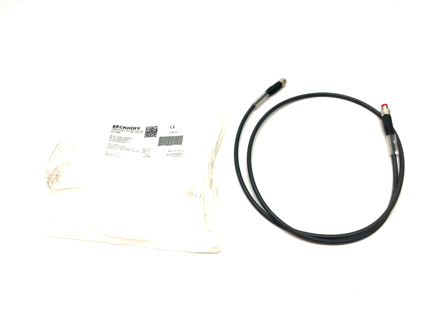 Beckhoff ZK2020-3132-0010 Double Ended Power Cable 1m M8 4-Pin 017946 - Maverick Industrial Sales