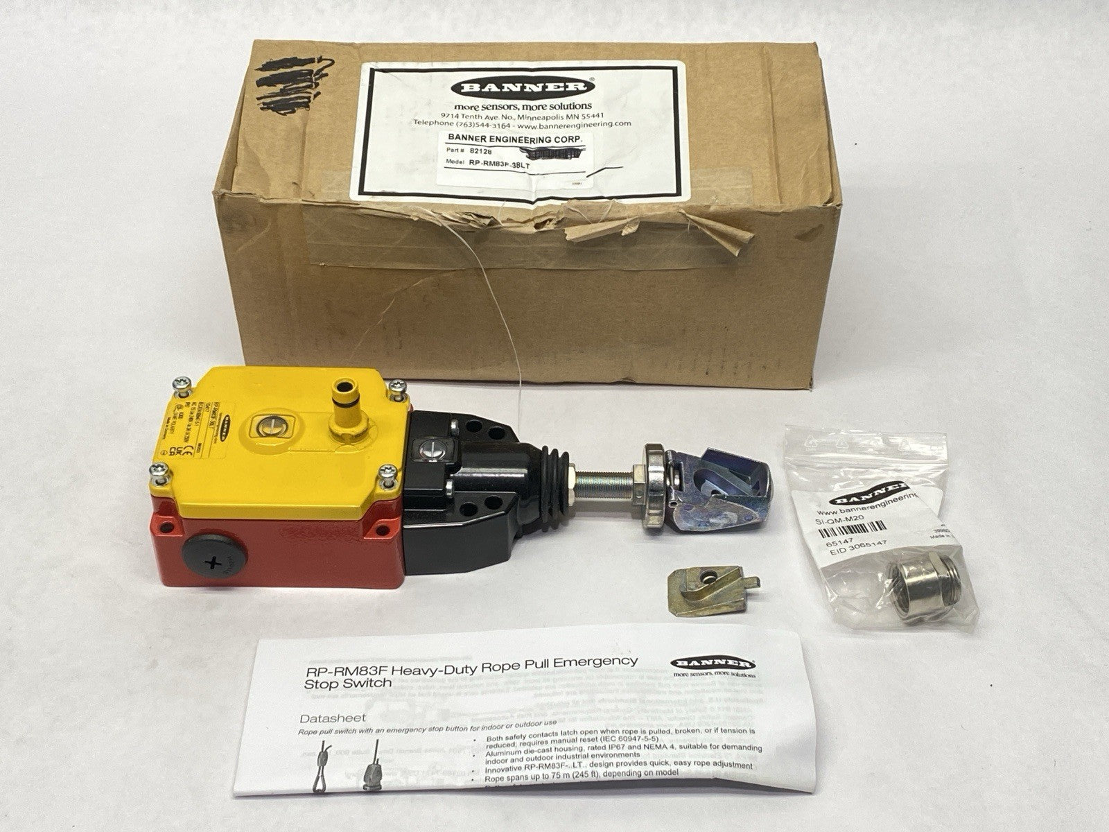 RP-RM83F-38LT | Banner Heavy-Duty Metal Emergency Stop Rope Pull 82128 - New – Open box - Maverick Industrial Sales