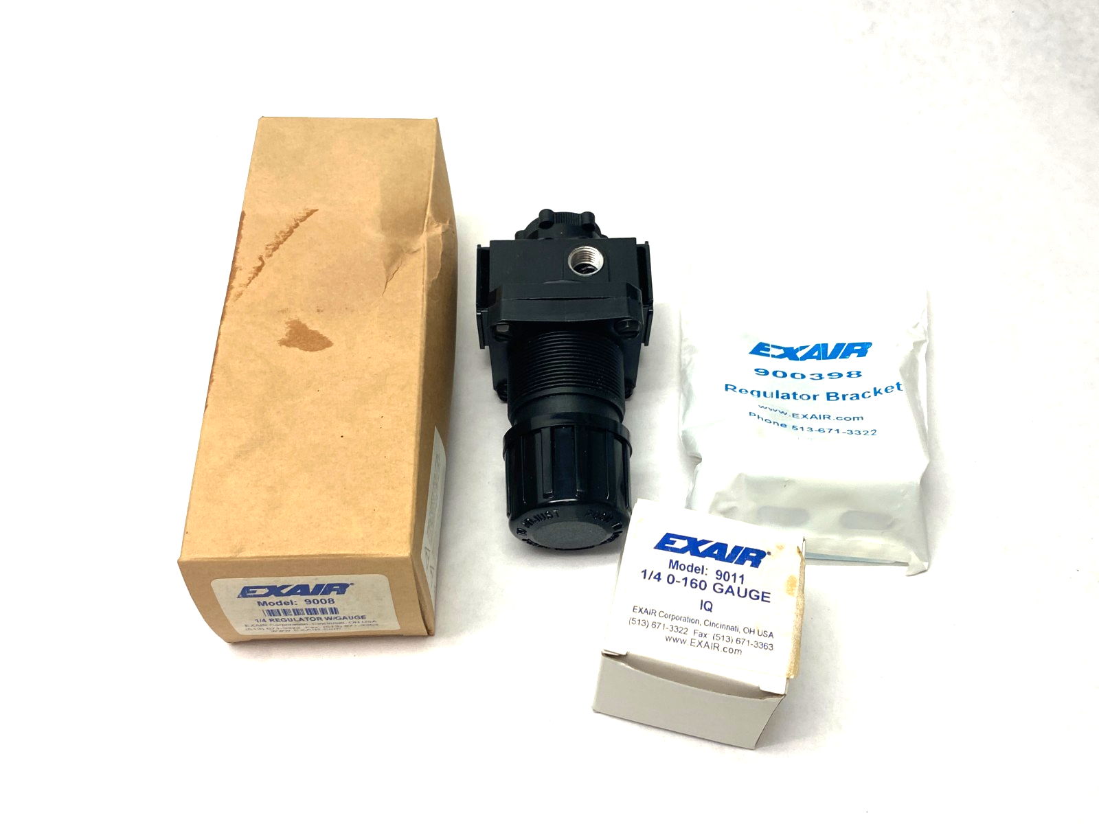 9008 | Exair Pressure Regulator 1/4" NPT w/ Gauge & Bracket - New – Open box - Maverick Industrial Sales