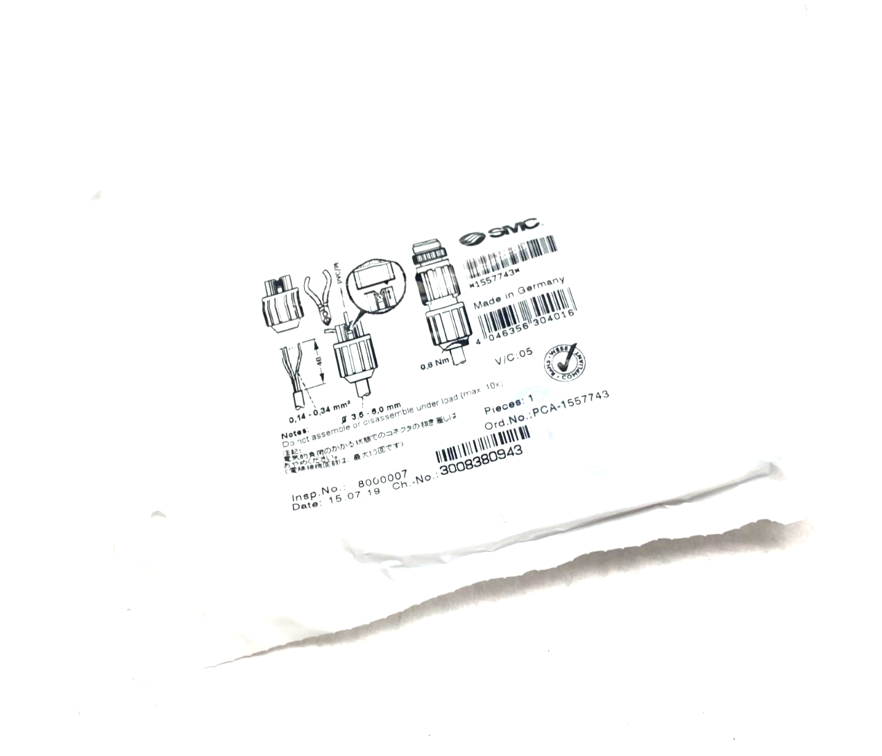 SMC PCA-1557743 Field Wireable Connector M12 4-Pin QUICKON - New - Maverick Industrial Sales