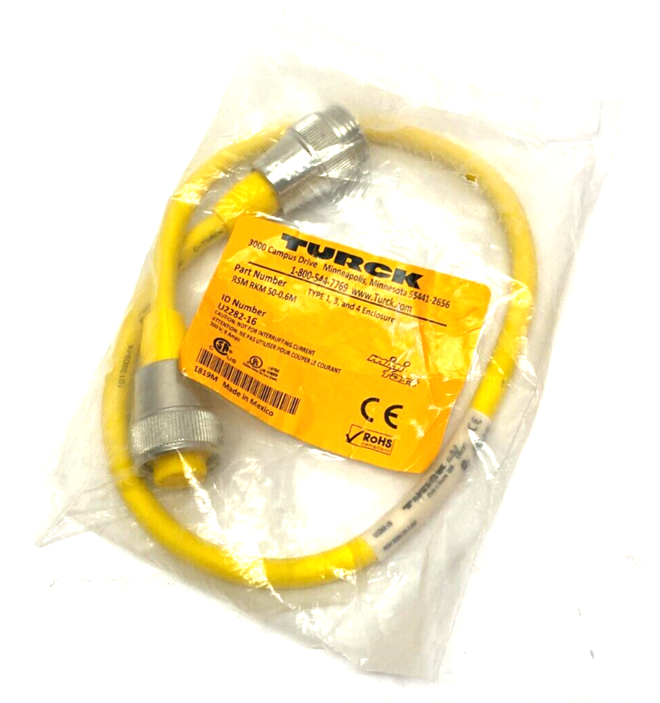 Turck RSK RKM 50-0.6M Minifast Double Ended Cordset 5-Pin Male to Fem U2282-16 - New - Maverick Industrial Sales