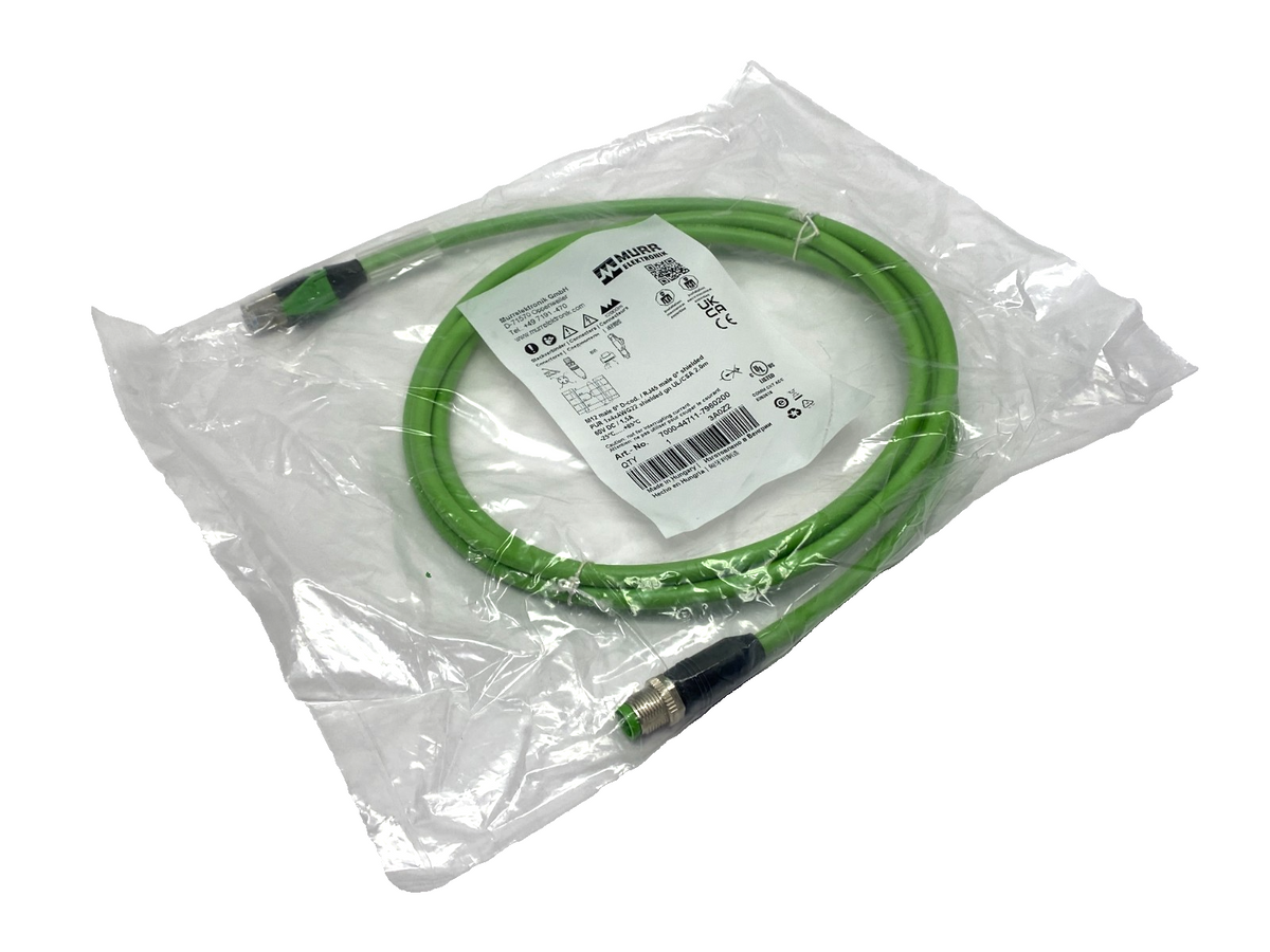 Murrelektronik 7000-44711-7960200 Double Ended Ethernet Cable M12 RJ45 4-Pole 2m - Maverick Industrial Sales