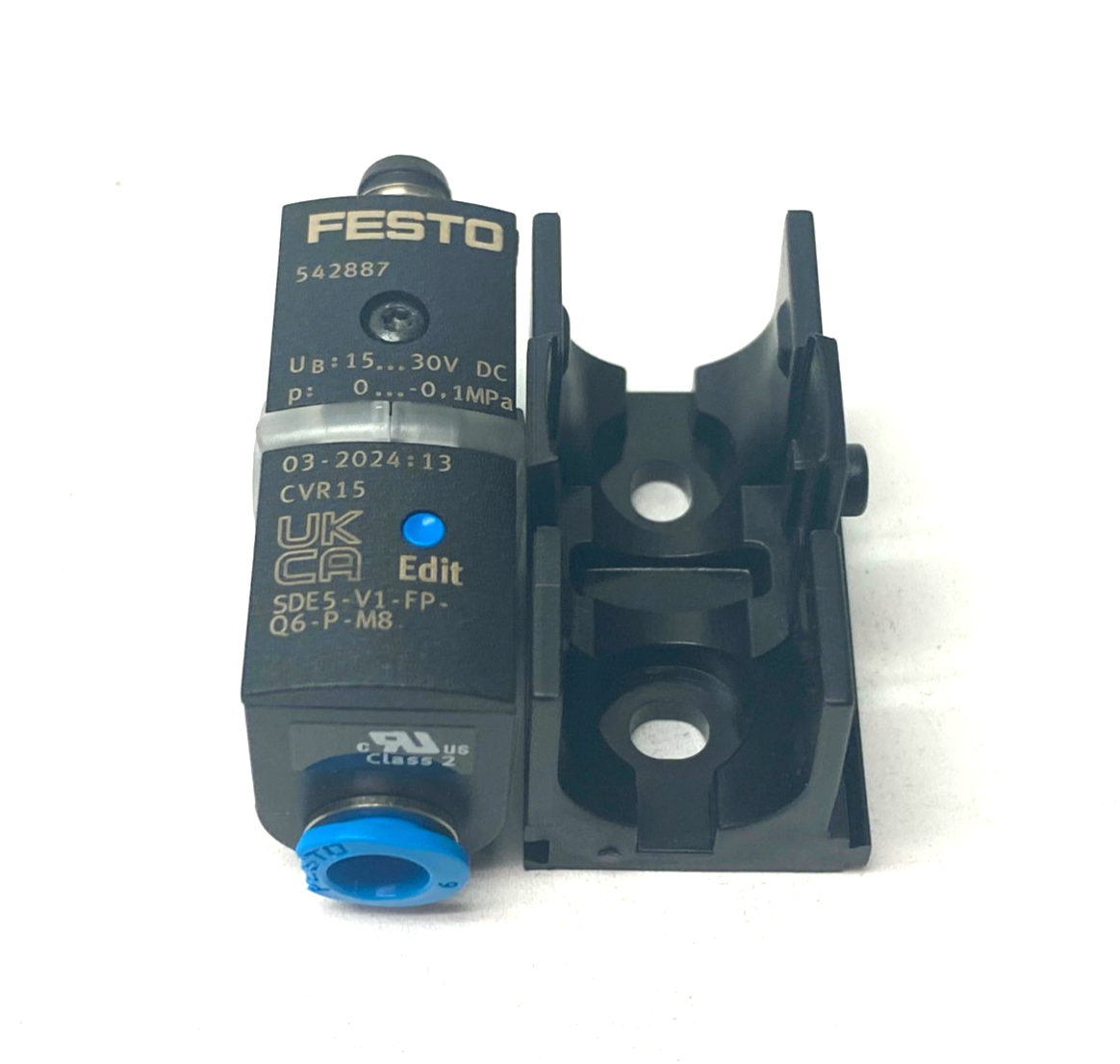 Festo SDE5-V1-FP-Q6-P-M8 Pressure Sensor, Switchable, 542887 CHIPPED PUSH-IN - Maverick Industrial Sales