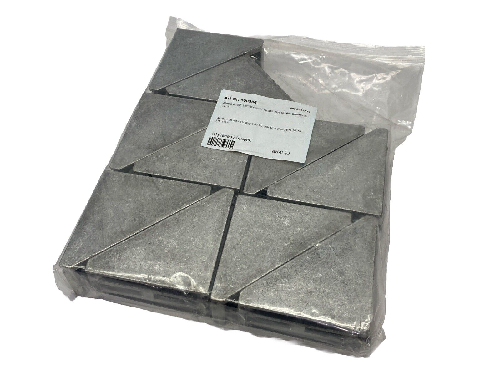 100994 | Alvaris Angle 45/90 Aluminium For Groove B10 M8 PKG OF 10 - New - Maverick Industrial Sales