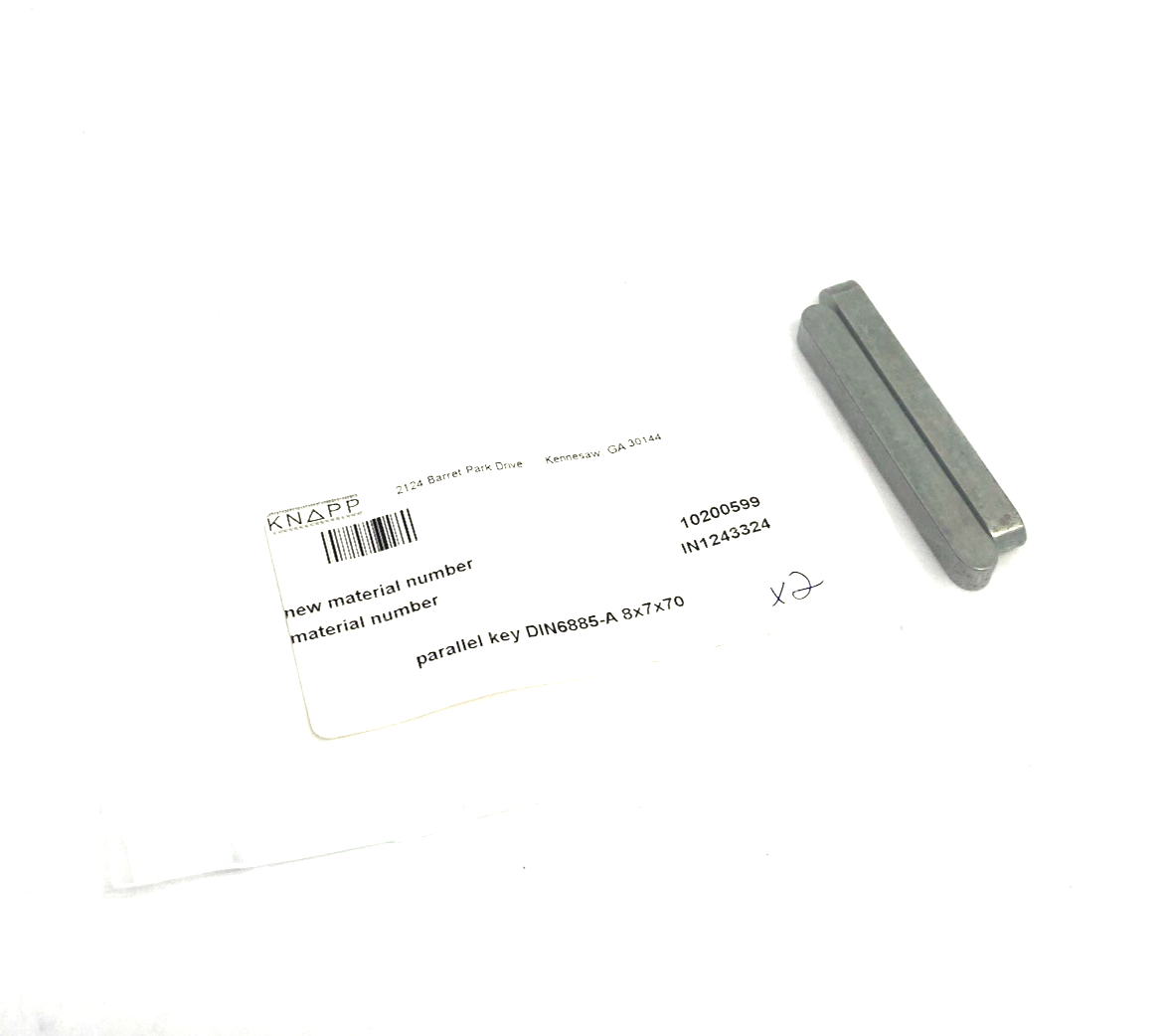 Knapp IN1243324 Parallel Shaft Key DIN 6885 Form A 8x7x70 2-PACK - Maverick Industrial Sales