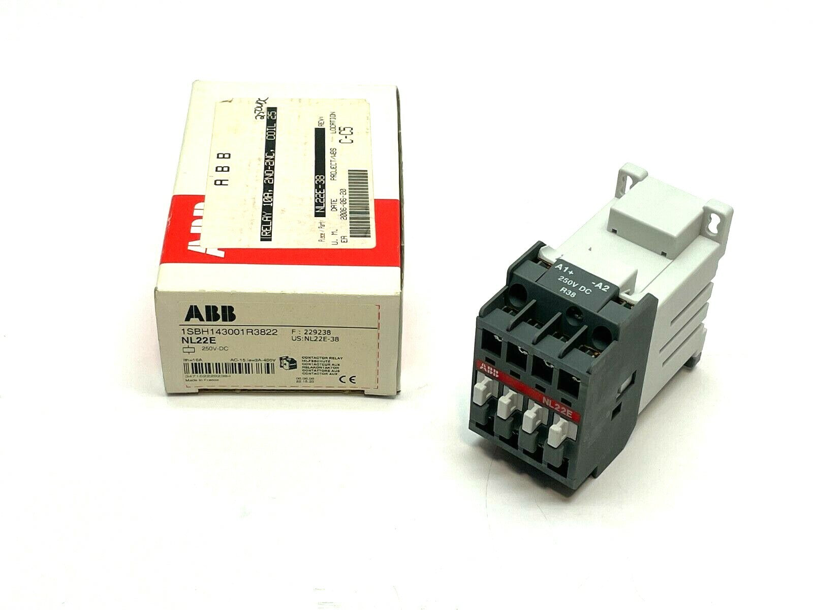 ABB NLE22E-38 Contactor Relay 1SBH143001R3822 - Maverick Industrial Sales