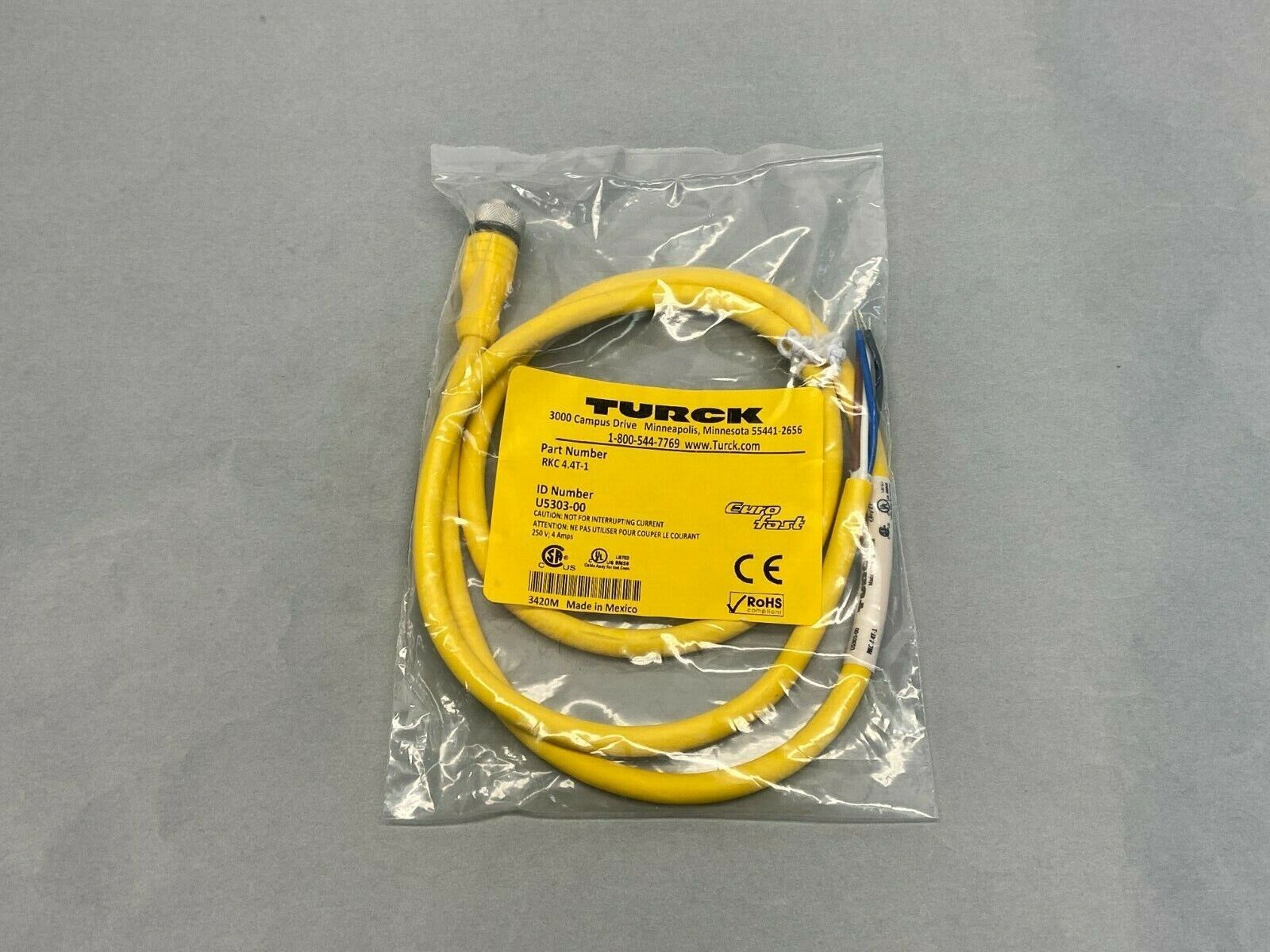 Turck RKC 4.4T-1 Single-Ended Cordset U5303-00 - New - Maverick Industrial Sales