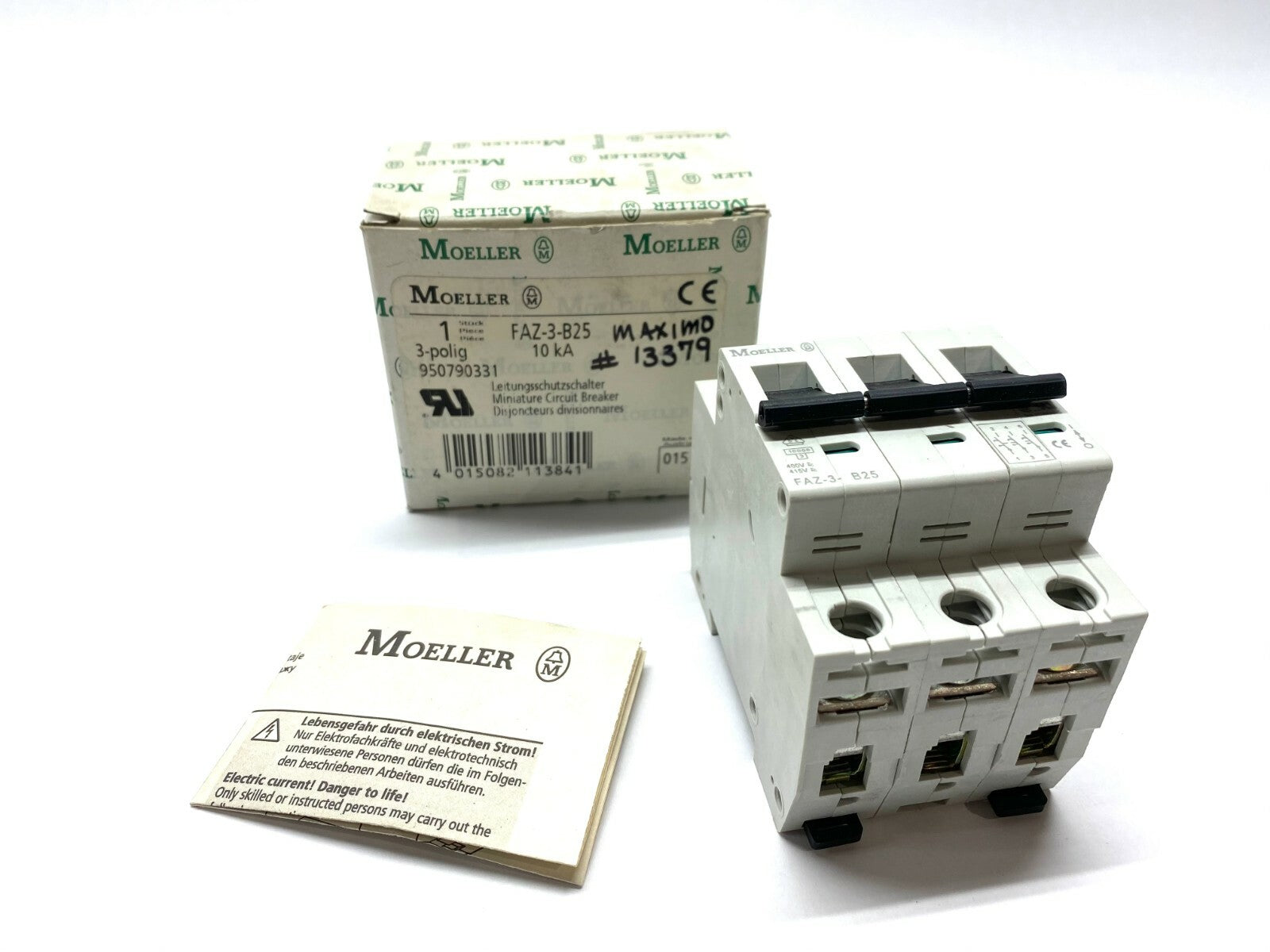Moeller FAZ-3-B25 Miniature Circuit Breaker 3 Pole, 25A, 10kA - Maverick Industrial Sales