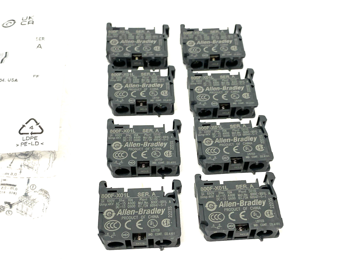 800F-X01L | Allen Bradley Ser. A Contact Cartridge Block PKG OF 8 - New – Open box - Maverick Industrial Sales
