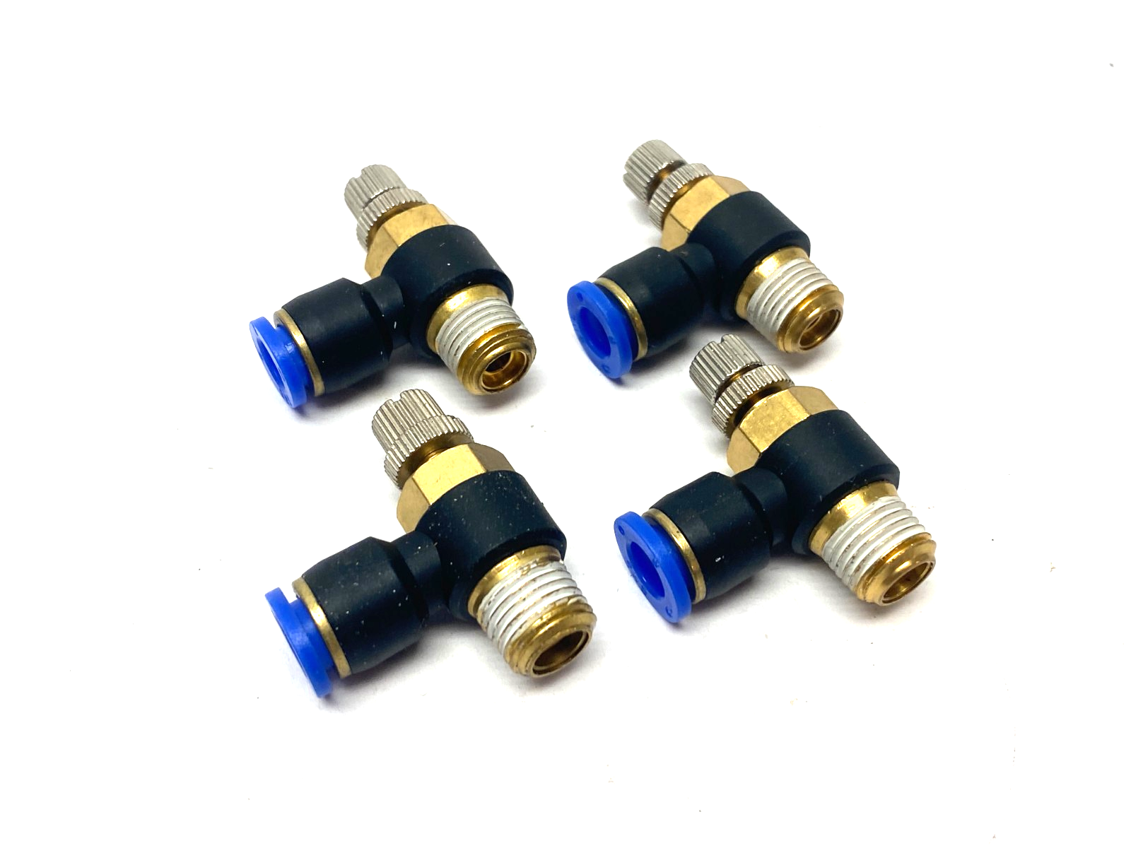 SNS JSC8-1 Flow Throttle/Speed Control Elbow Valve Fitting 8mm Tube LOT OF 4 - Maverick Industrial Sales