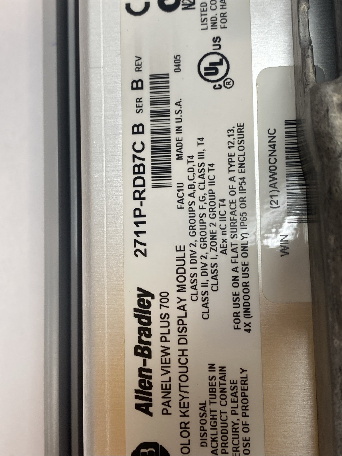 2711P-RDB7C | Allen-Bradley 6.5" Color HMI w/ 2711P-RP8D Logic Module - Used - Maverick Industrial Sales