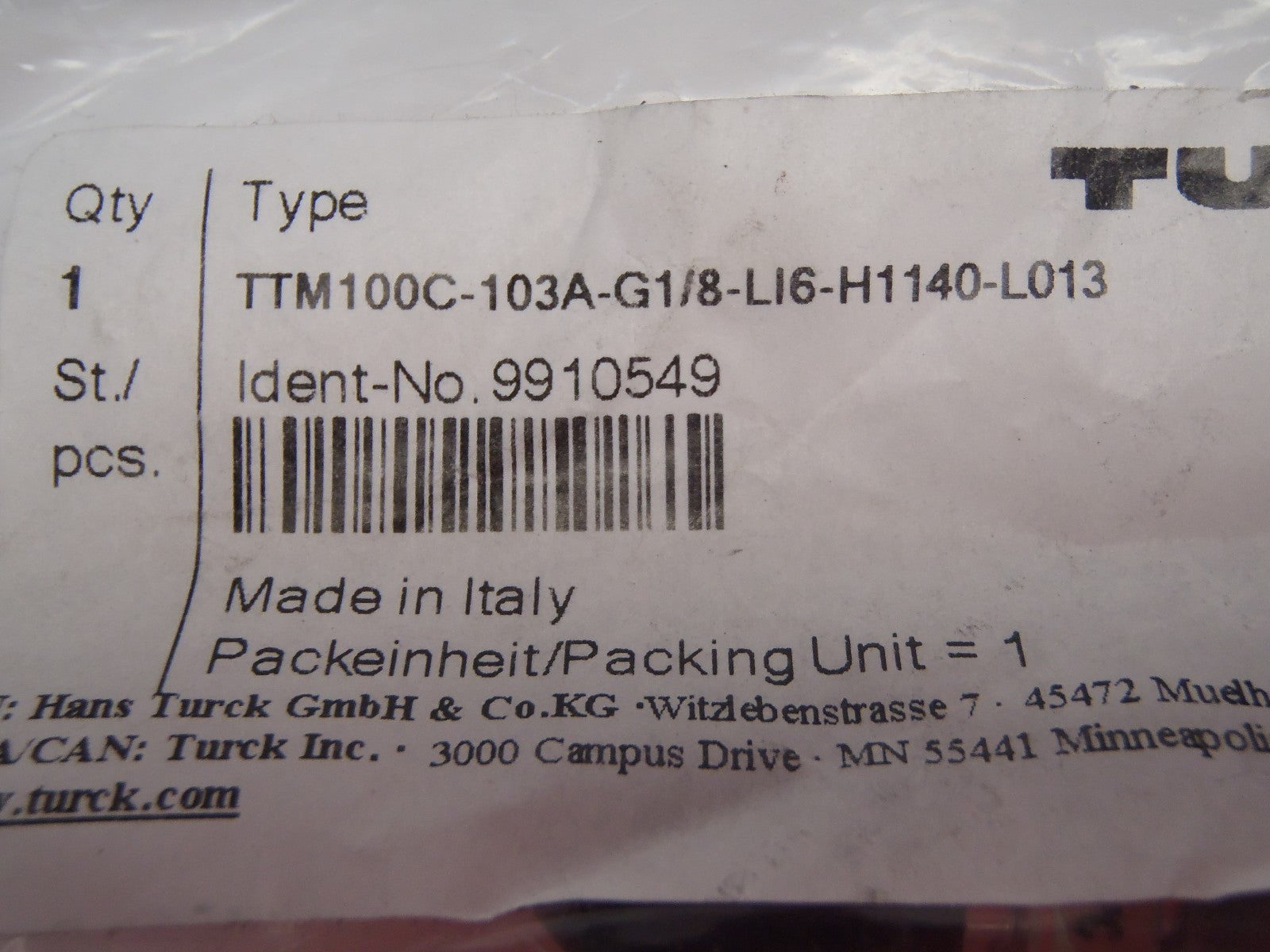 TTM100C-103A-G1/8-LI6-H1140-L013 | Turck Miniature Temperature Transmitter - New – Open Box - Maverick Industrial Sales