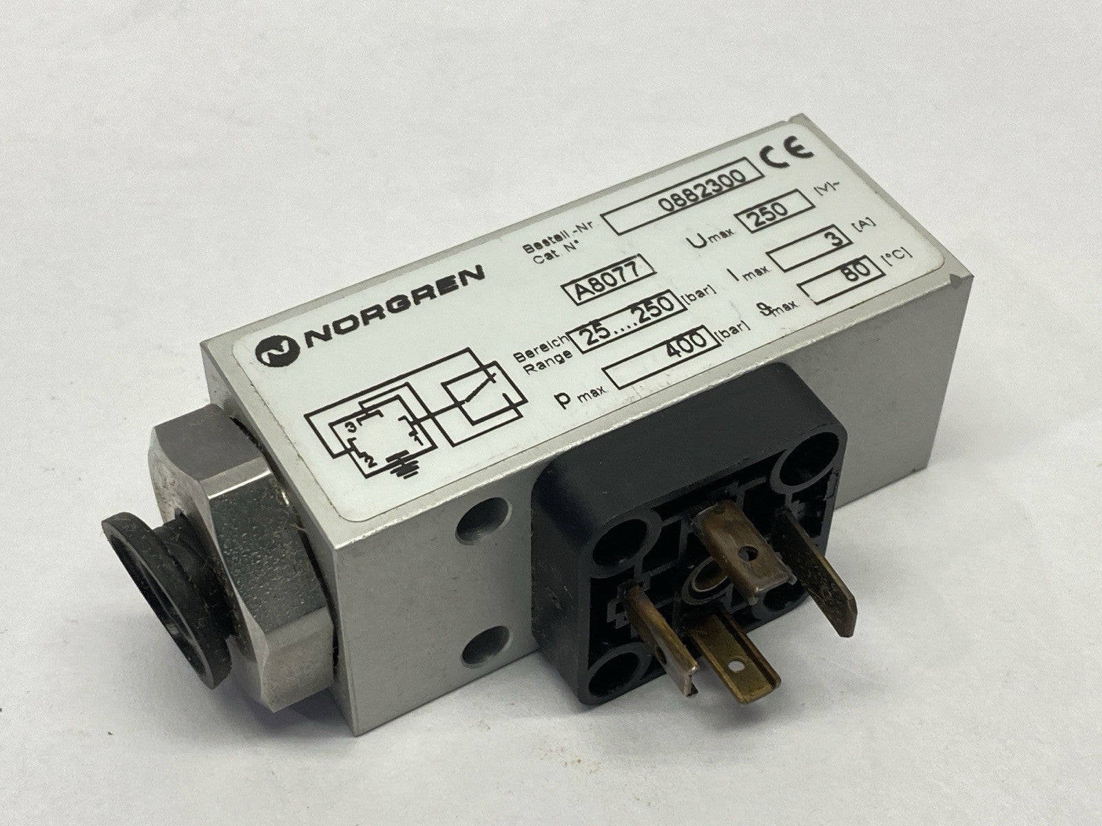 Norgren 0882300 Pressure Switch 1/4" NPT 25-250 Bar - Used - Maverick Industrial Sales