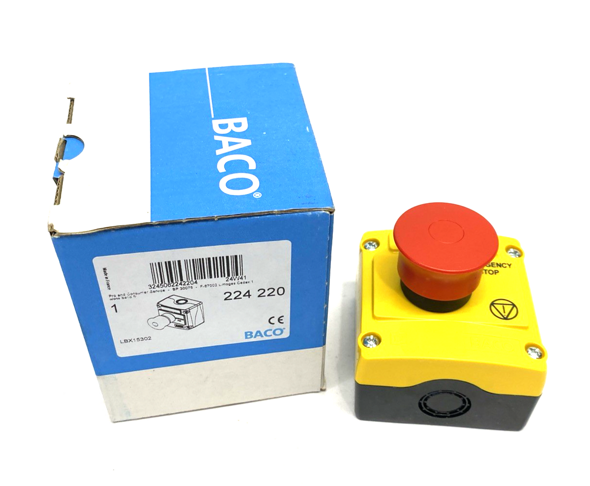 BACO 224 220 Emergency Control Switch Station, Maintained, 2 NC, 40mm, LBX15302 - Maverick Industrial Sales