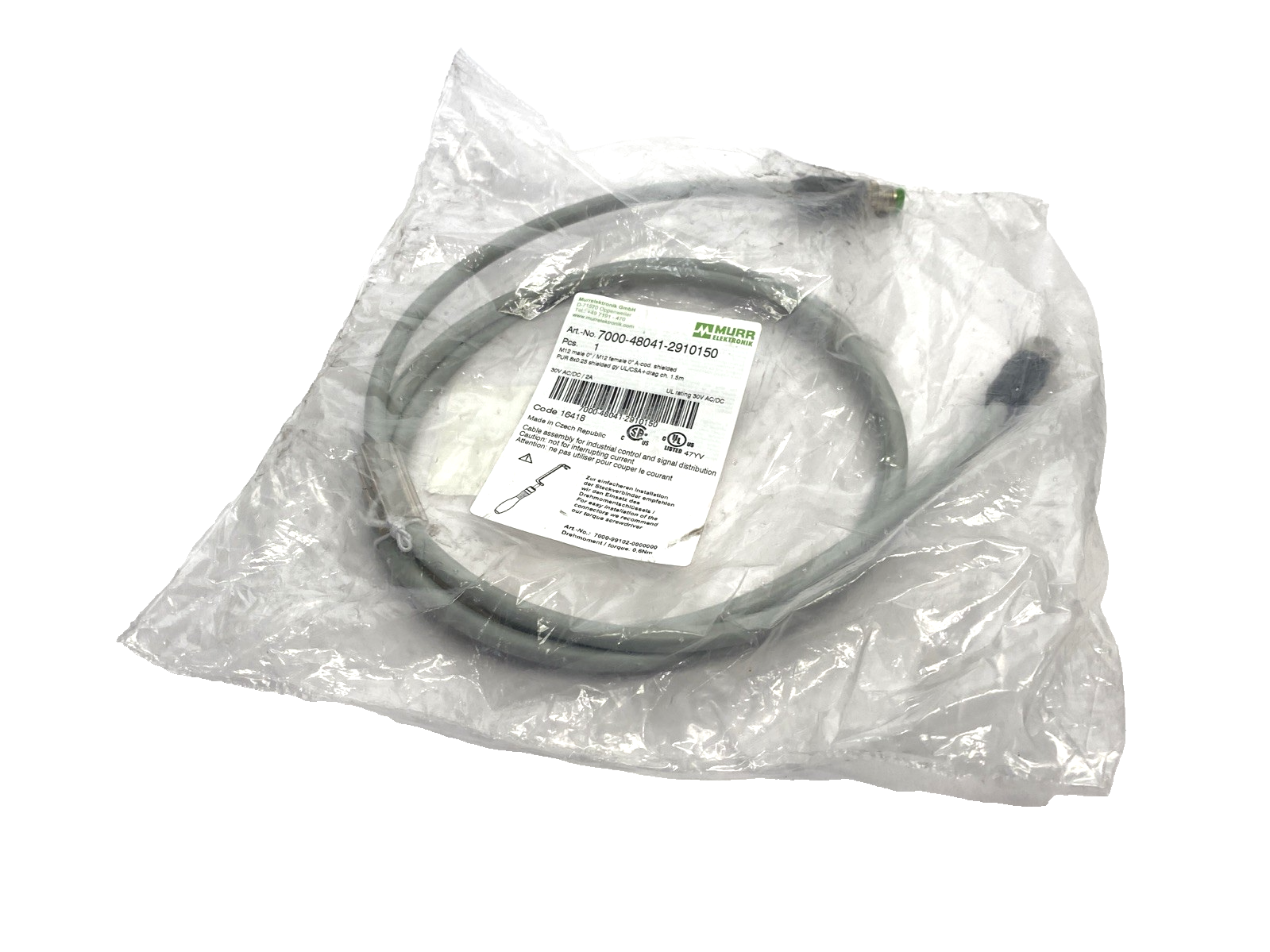Murr Elektronik 7000-48041-2910150 Cordset M12 Male To M12 Female 8-Pin 1.5m - Maverick Industrial Sales