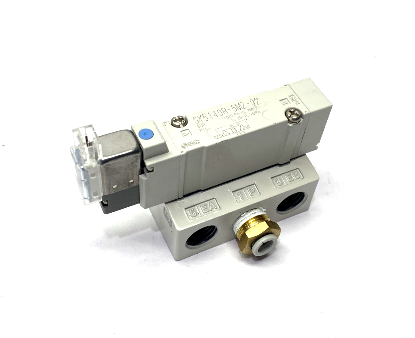 SY5140R-5MZ-02 | SMC Solenoid Valve & Base 1/4" NPT - Used - Maverick Industrial Sales