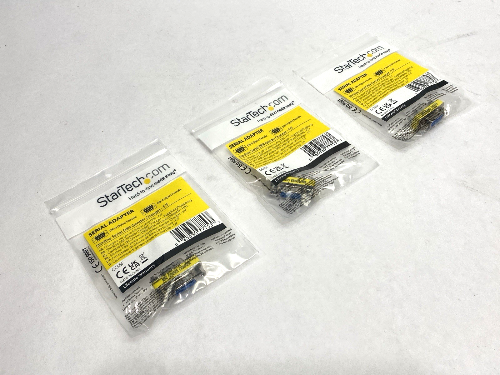 GC9SF | StarTech Slimline DB9 Gender Changer 9-Pin F/F LOT OF 3 - New - Maverick Industrial Sales