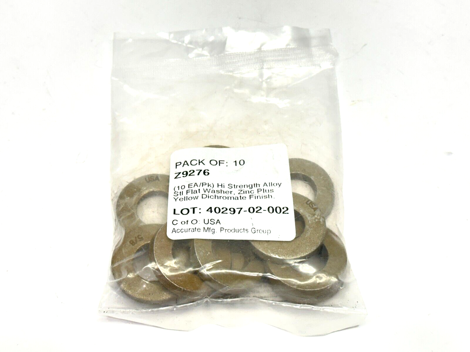 Z9276 High Strength Alloy Steel Flat Washer Zinc 0.656" Dia 5/8" Screw PKG OF 10 - New - Maverick Industrial Sales