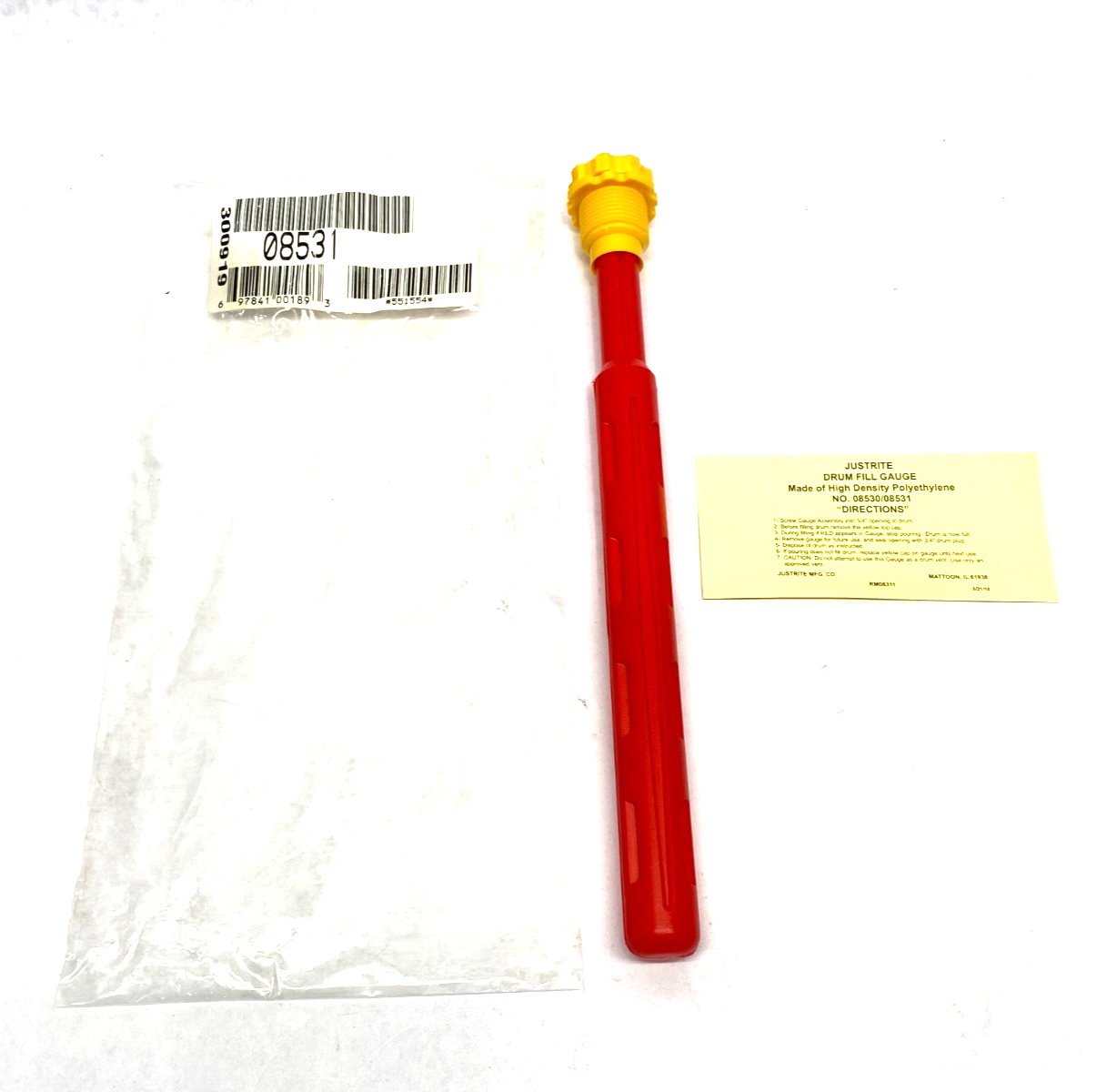 08531 | Justrite Vertical Drum Fill Pop Up Gage 3/4" Diameter, 11" Length - New - Maverick Industrial Sales