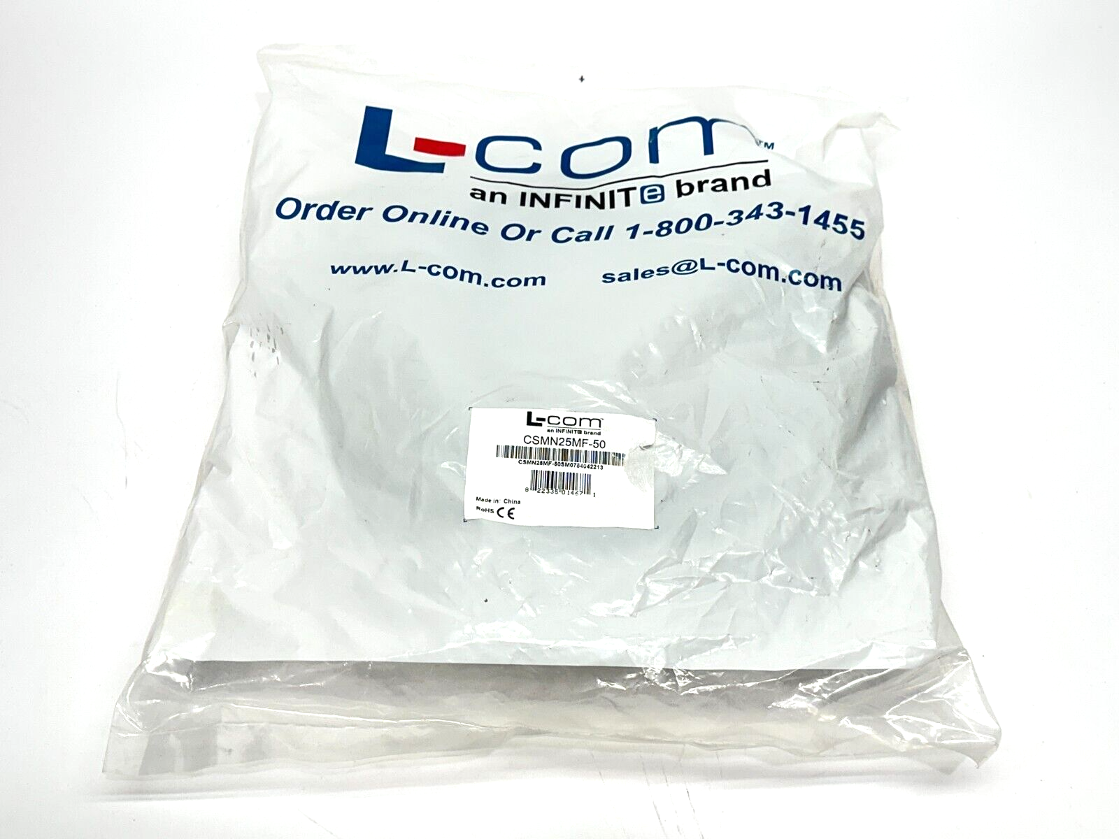 L-Com CSMN25MF-50 Deluxe Molded D-Sub Cable Male/Female DB25 50ft - New - Maverick Industrial Sales