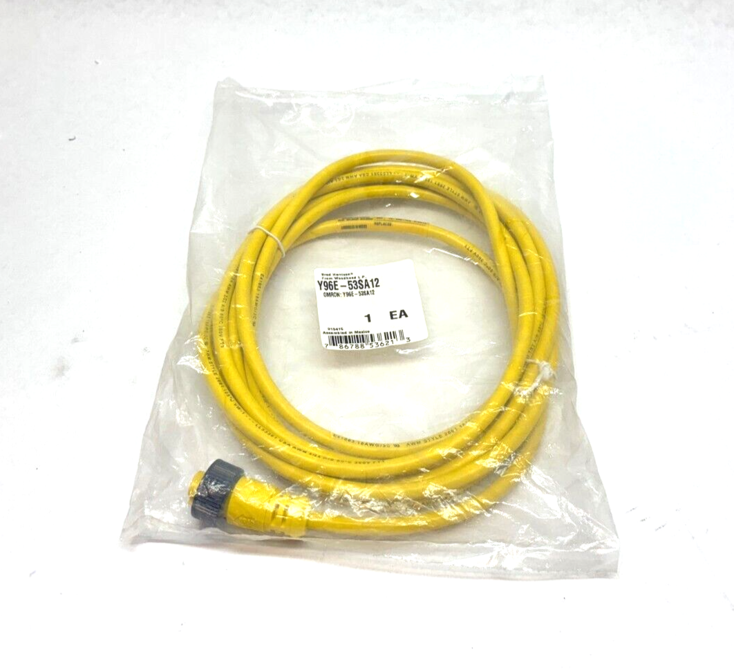 Omron Y96E-53SA12, 3-Pin Cable Cordset, Brad Harrison, Woodhead - New - Maverick Industrial Sales