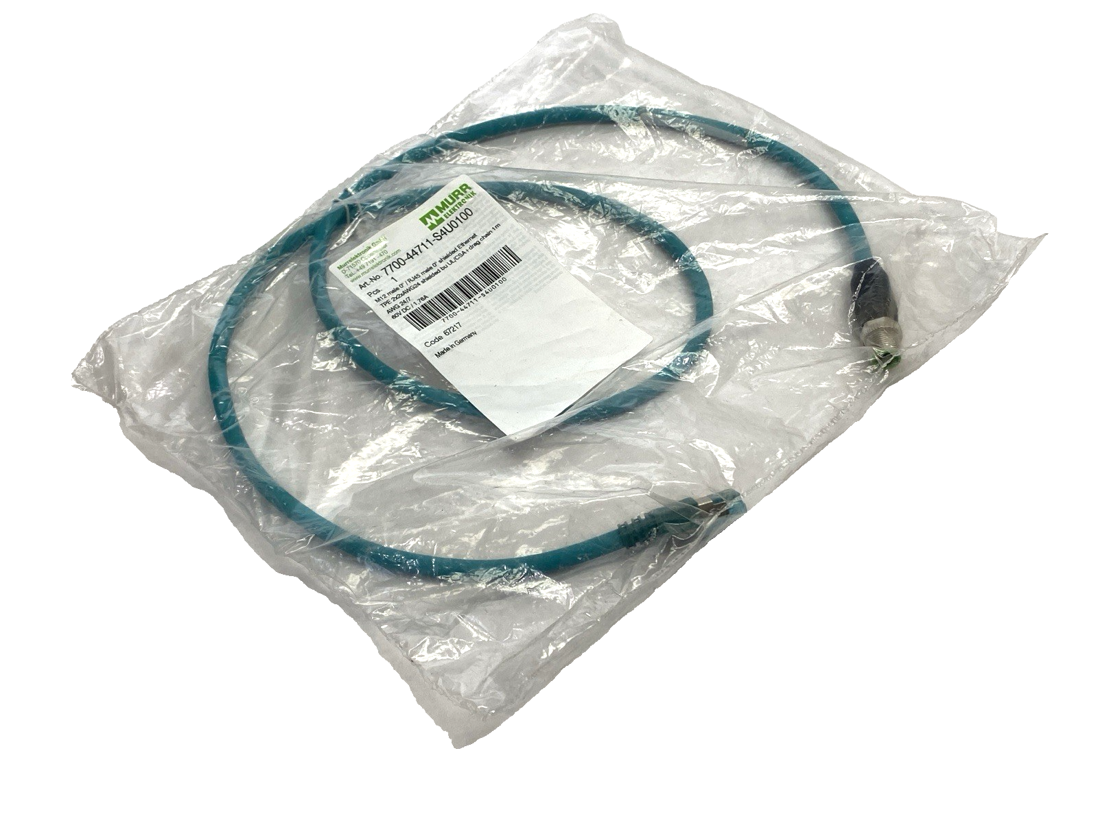 Murrelektronik 7700-44711-S4U0100 Double-Ended M12 M to RJ45 Ethernet Cordset 1m - Maverick Industrial Sales