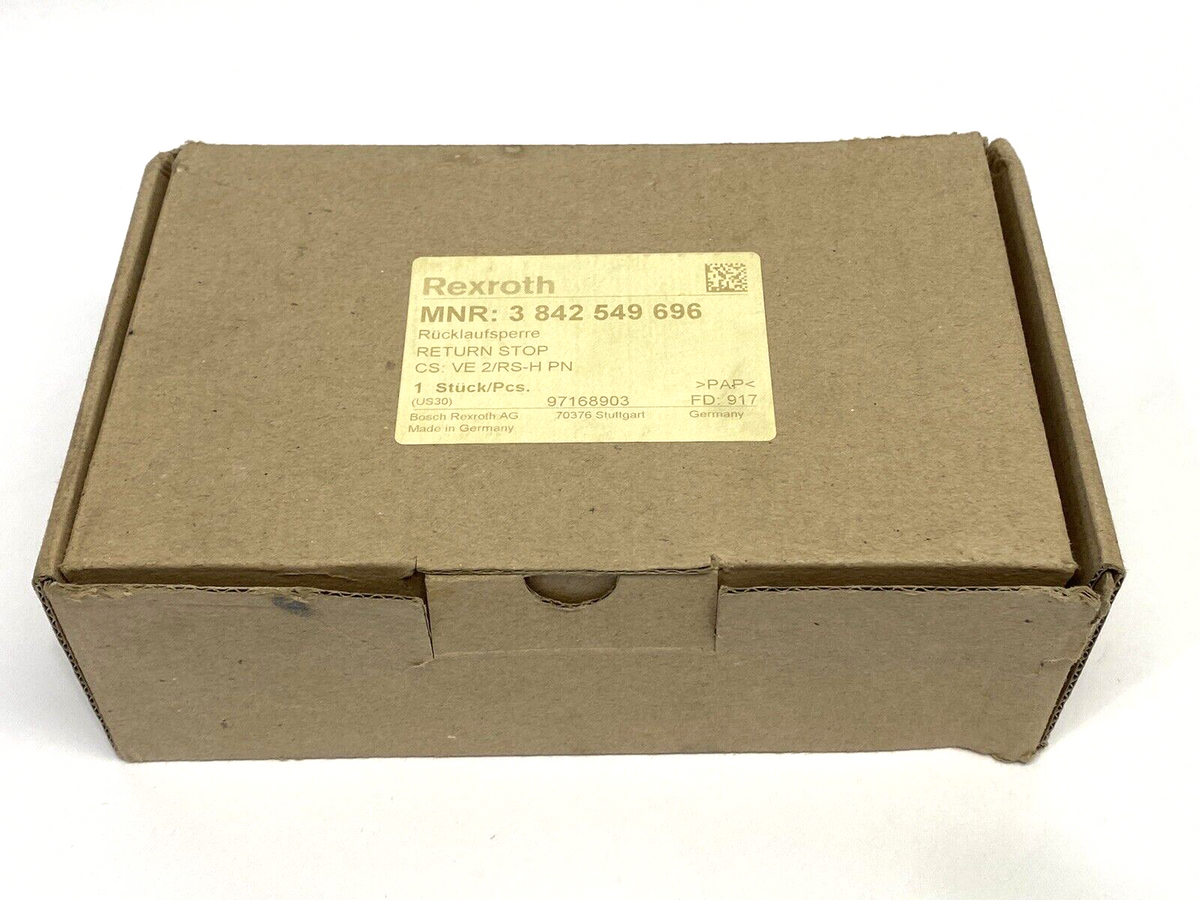 3842549696, VE 2/RS-H PN | Bosch Rexroth 3842549696 Return Stop VE 2/RS-H PN - New – Open box - Maverick Industrial Sales