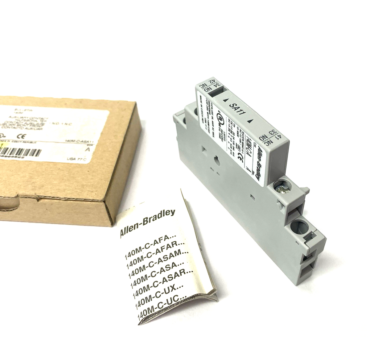 140M-C-ASA11 | Allen Bradley Ser. A Auxiliary Contact, Front Mount, 1 NO, 1 NC- New – Open box - Maverick Industrial Sales