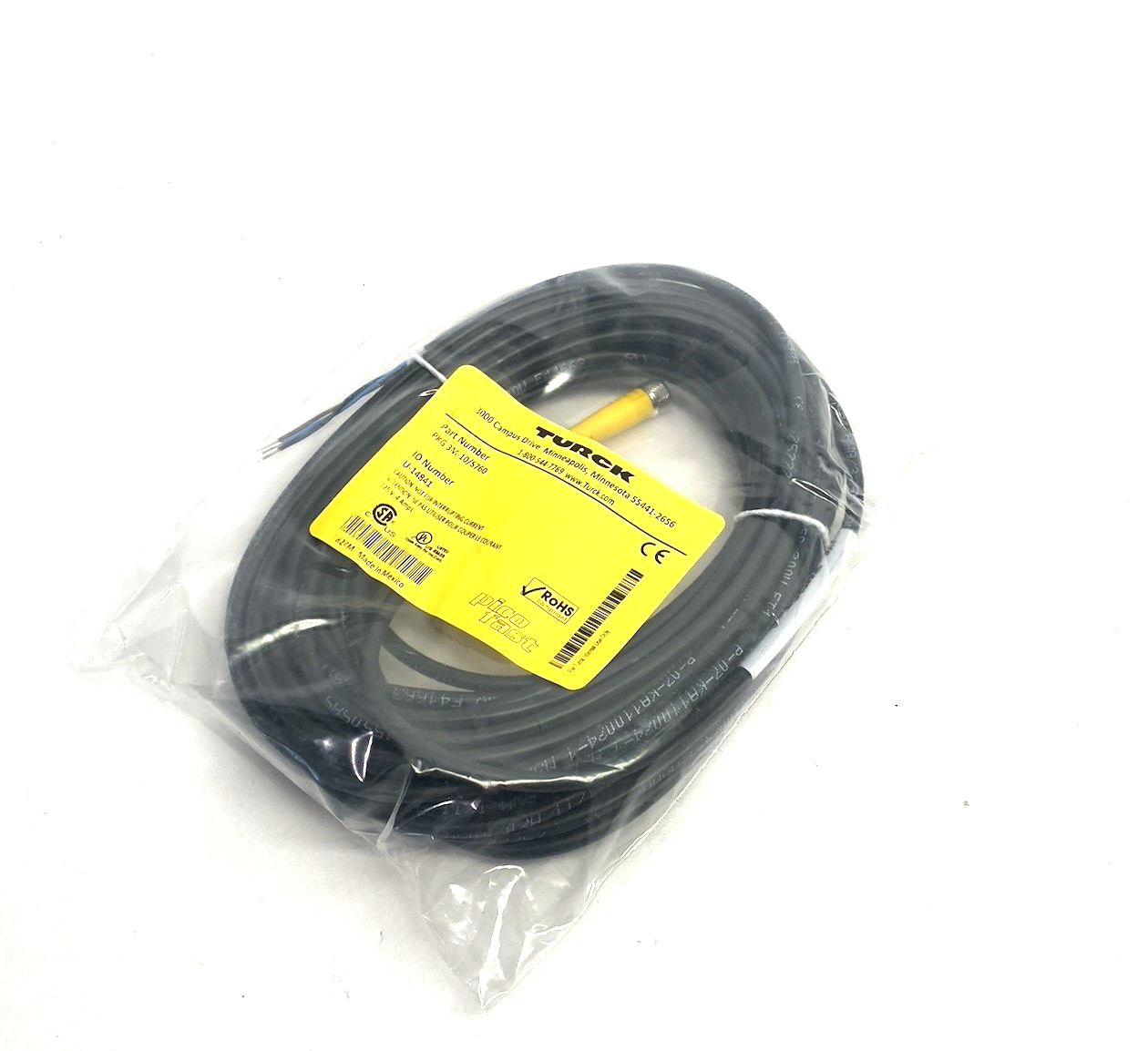 PKG 3M-10/S760 | Turck picofast Connection Cable Single Ended M8 3-Pin U-14841- New - Maverick Industrial Sales