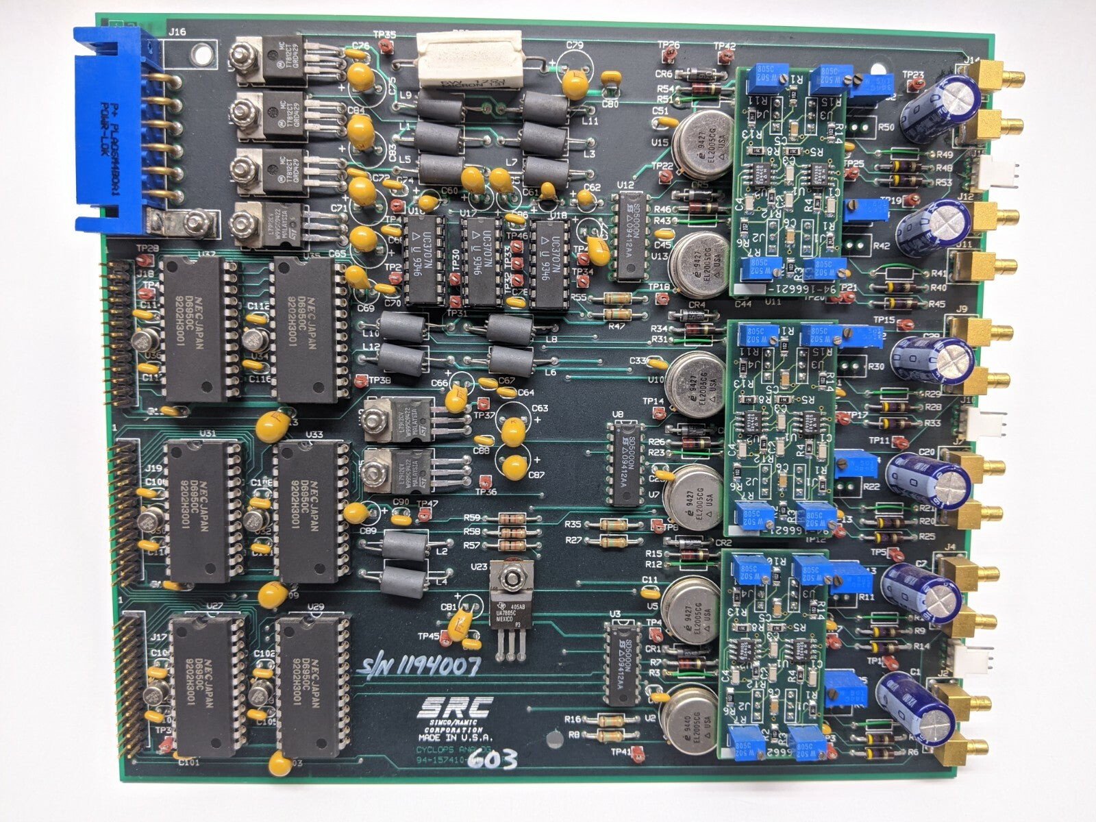 SRC Cyclops Analog 94-157410-603 Simco Ramic Corporation PCB Circuit Board - Used - Maverick Industrial Sales