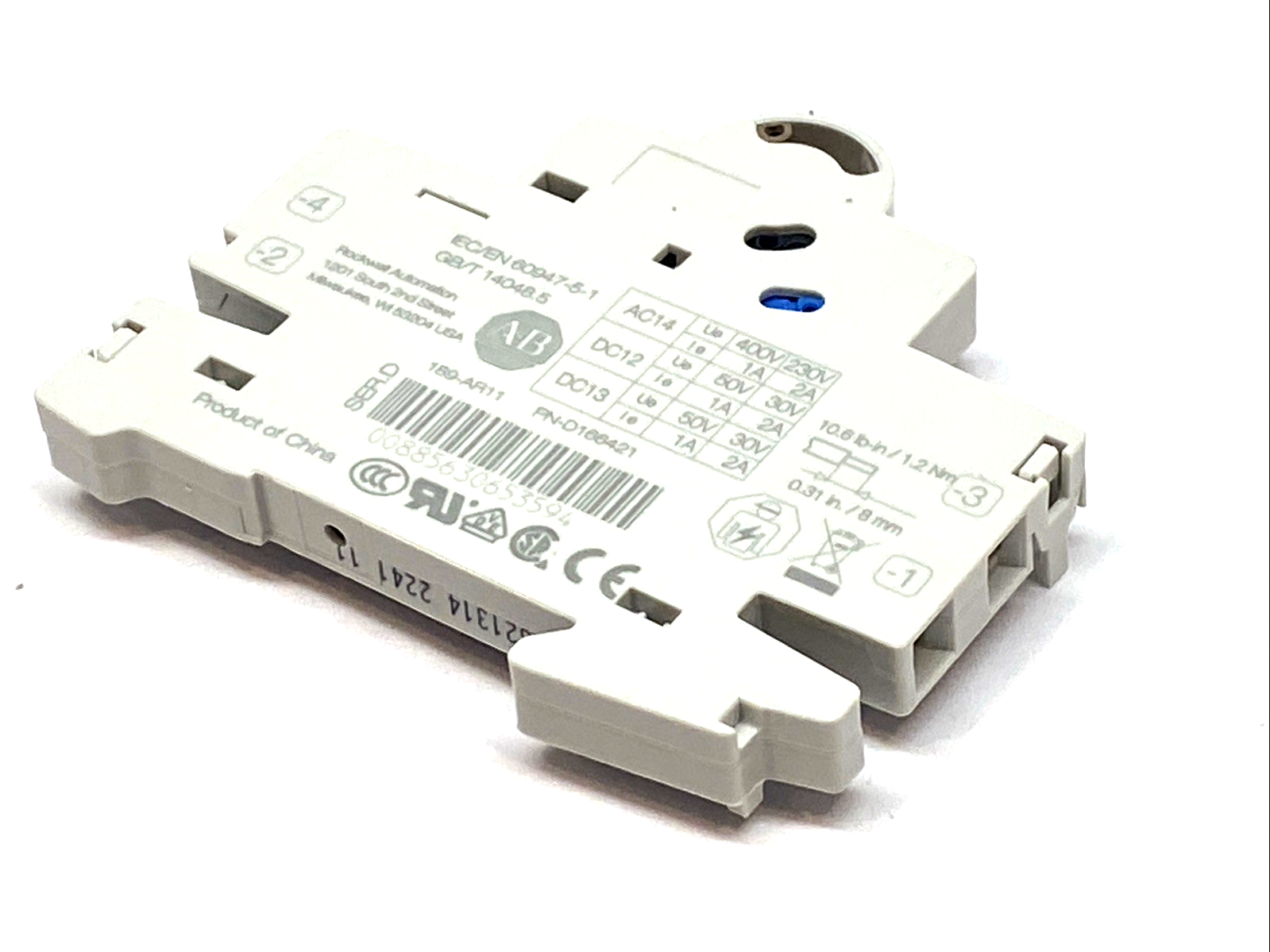 189‑AR11 | Allen Bradley Auxiliary Contact, Right‑Mount MCB Accessory - Used - Maverick Industrial Sales