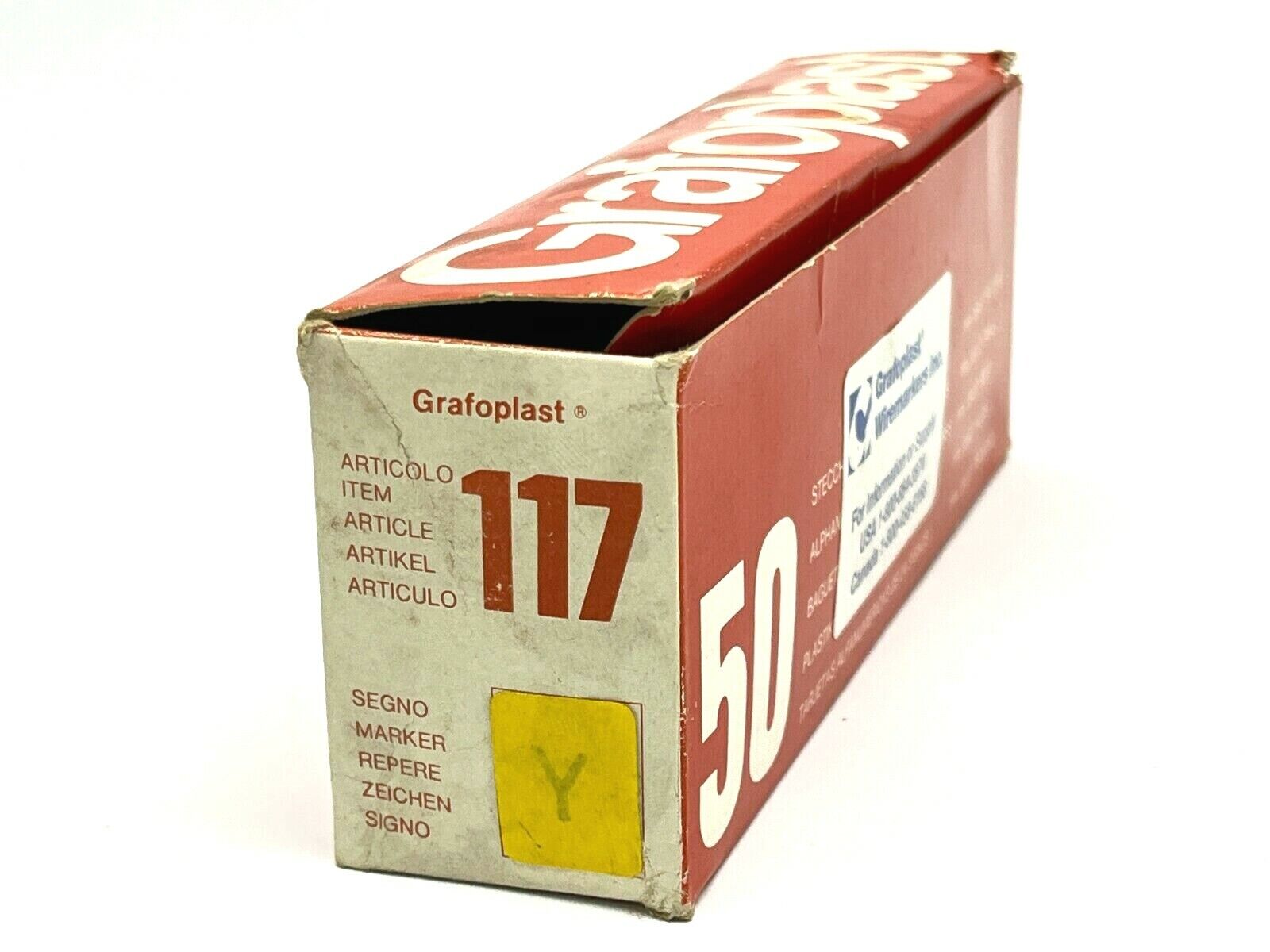 117 | Grafoplast Wire Markers Y Black on Yellow 50 Strips - New - Maverick Industrial Sales