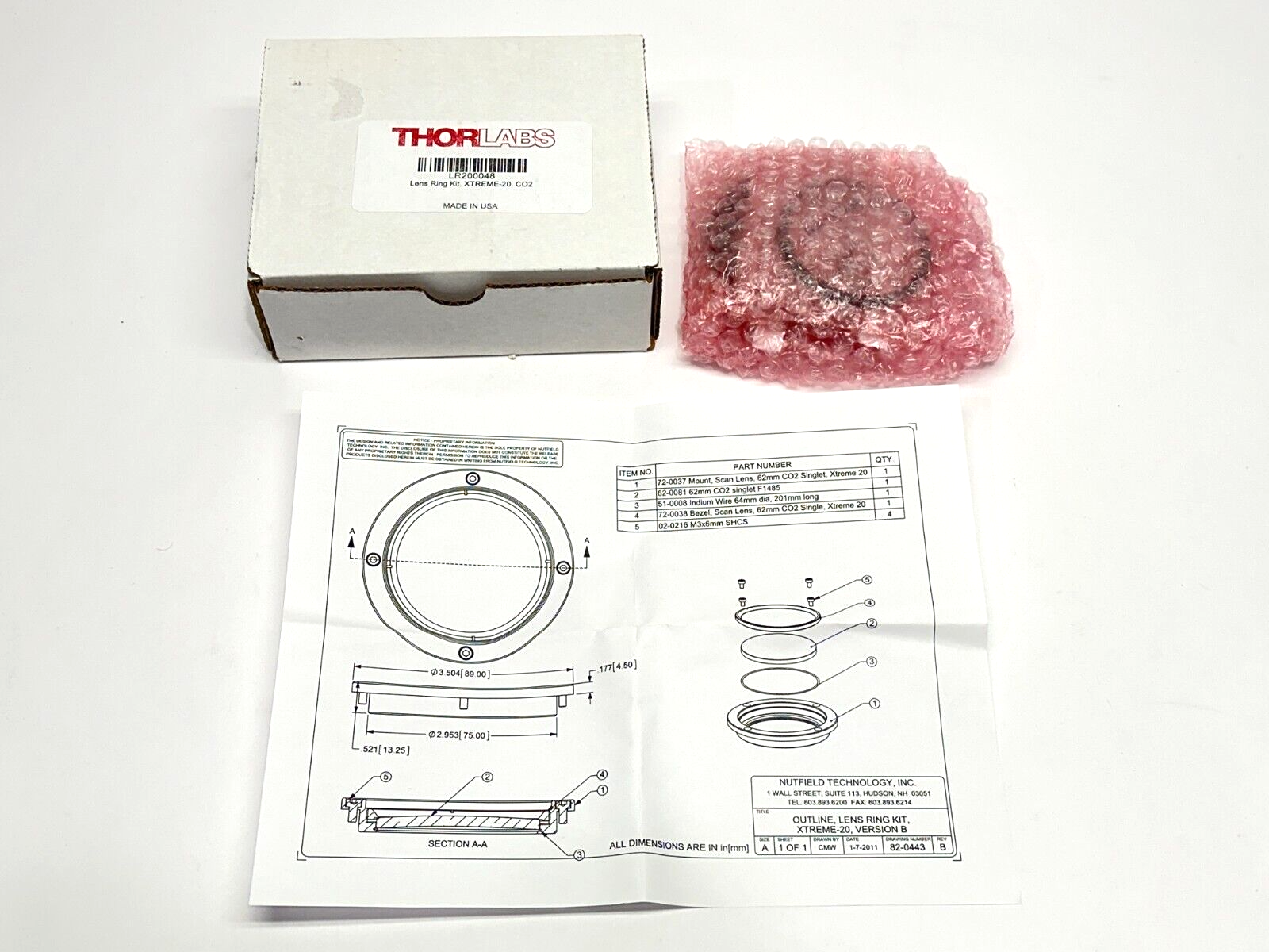 LR200048 | Thorlabs XTREME-20 Lens Ring Kit CO2 Version B - Open box - Maverick Industrial Sales
