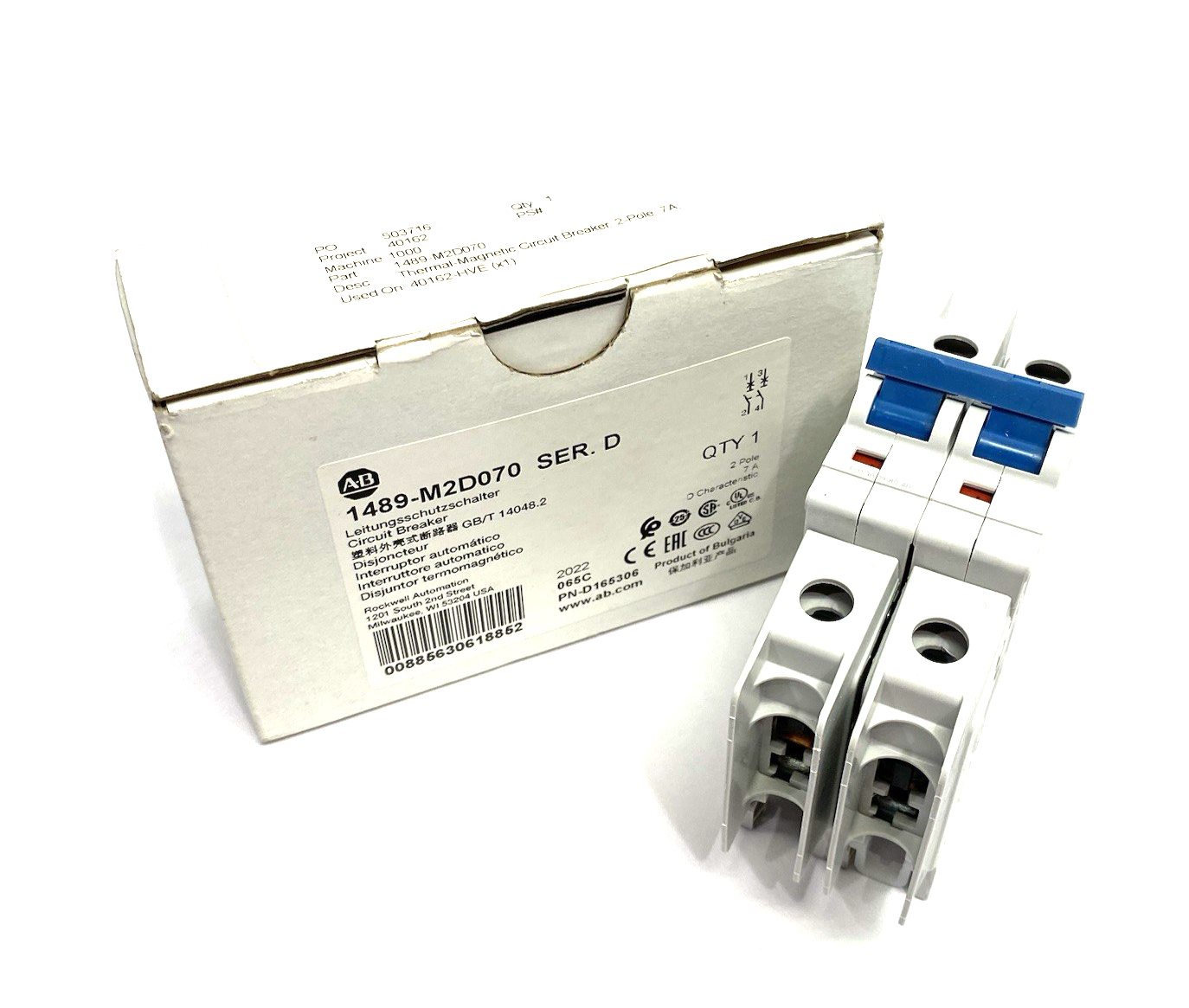 1489-M2D070 | Allen Bradley Ser. D Circuit Breaker 2-Pole 7A - New Other - Maverick Industrial Sales