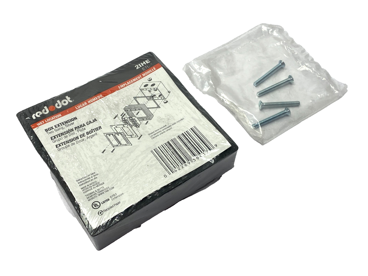 Red Dot 2IHE Two Gang Electrical Box Extension 4-5/8" L/W x 1" D Silver Aluminum - Maverick Industrial Sales