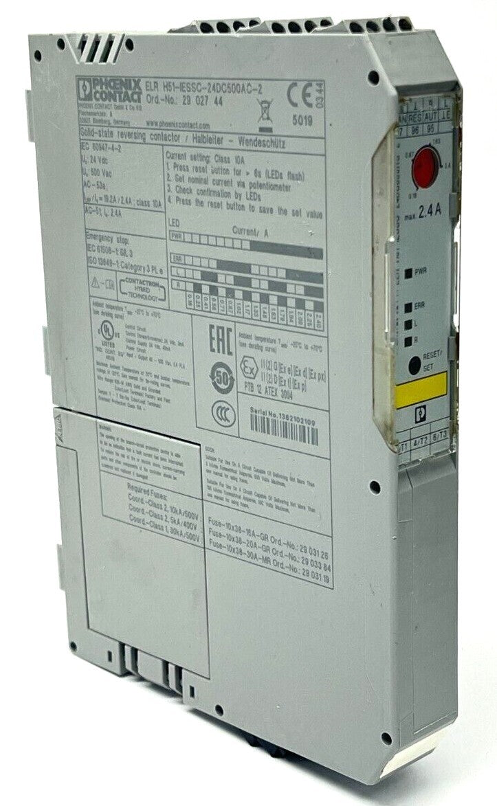 Phoenix Contact ELR H51-IESSC-24DC500AC-2 Hybrid Motor Starter 2902744 - For parts or not working - Maverick Industrial Sales