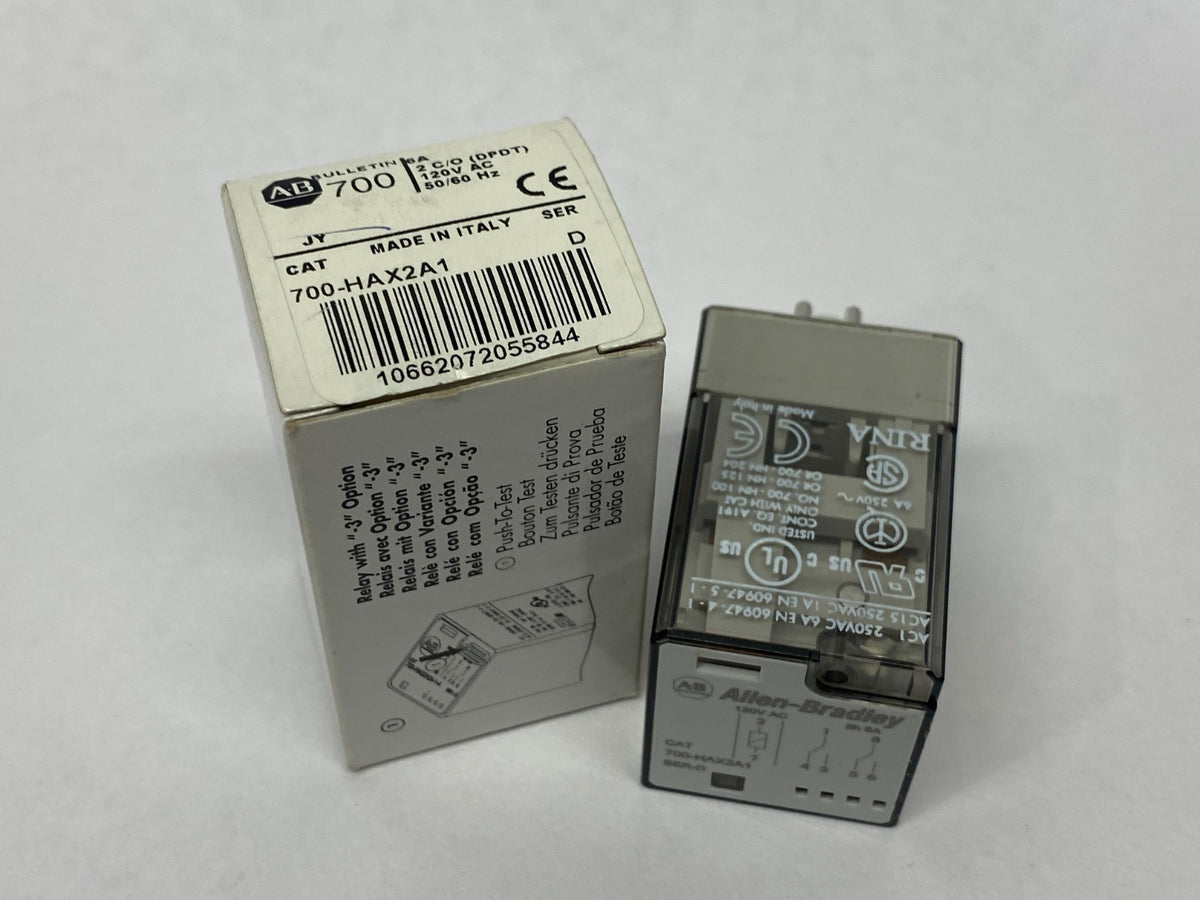700-HAX2A1 | Allen Bradley Ser. D Direct Plug-In Relay 2 C/O 120V AC - New Other - Maverick Industrial Sales