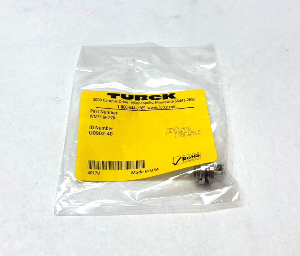 WMFK6F-PCB | Turck WMFK 6F-PCB, M8 Female Picofast Connector Receptacle, U0902-40 - New - Maverick Industrial Sales