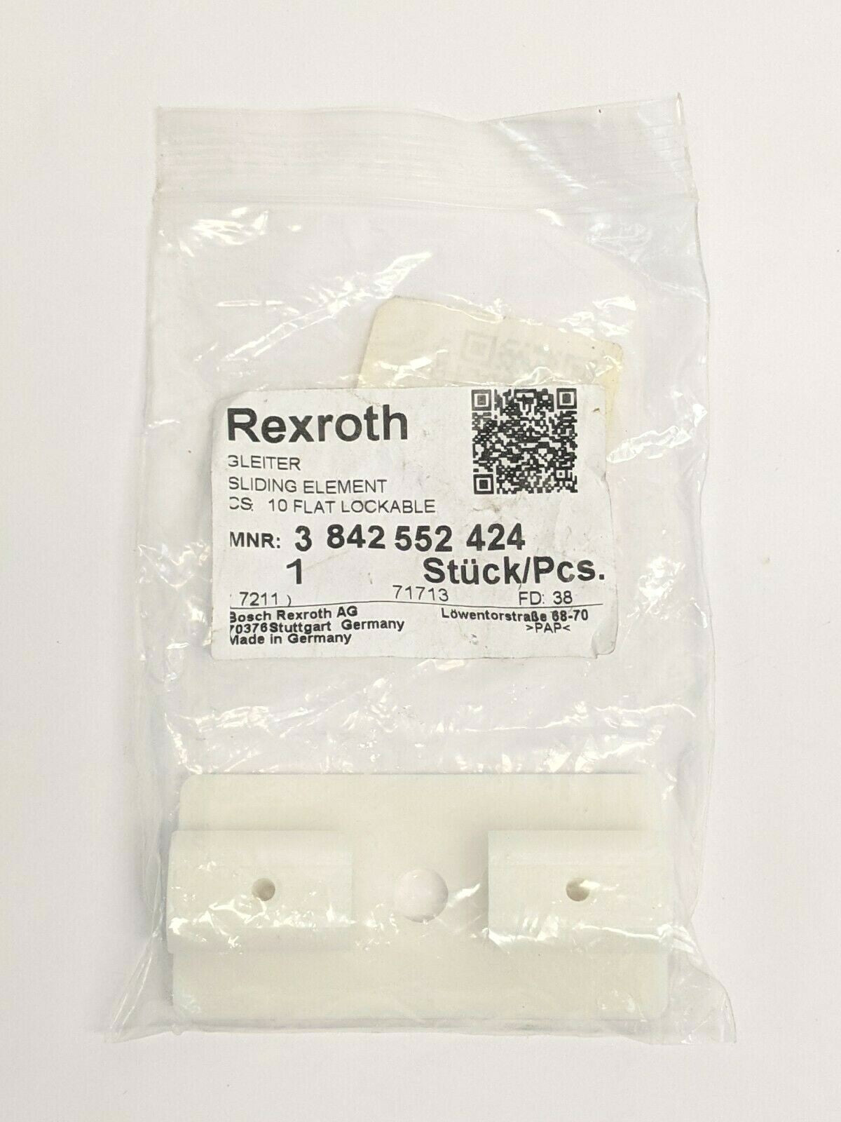 3 842 552 424 | Bosch Rexroth 3842552424 Sliding Element 10 Flat Lockable - New - Maverick Industrial Sales