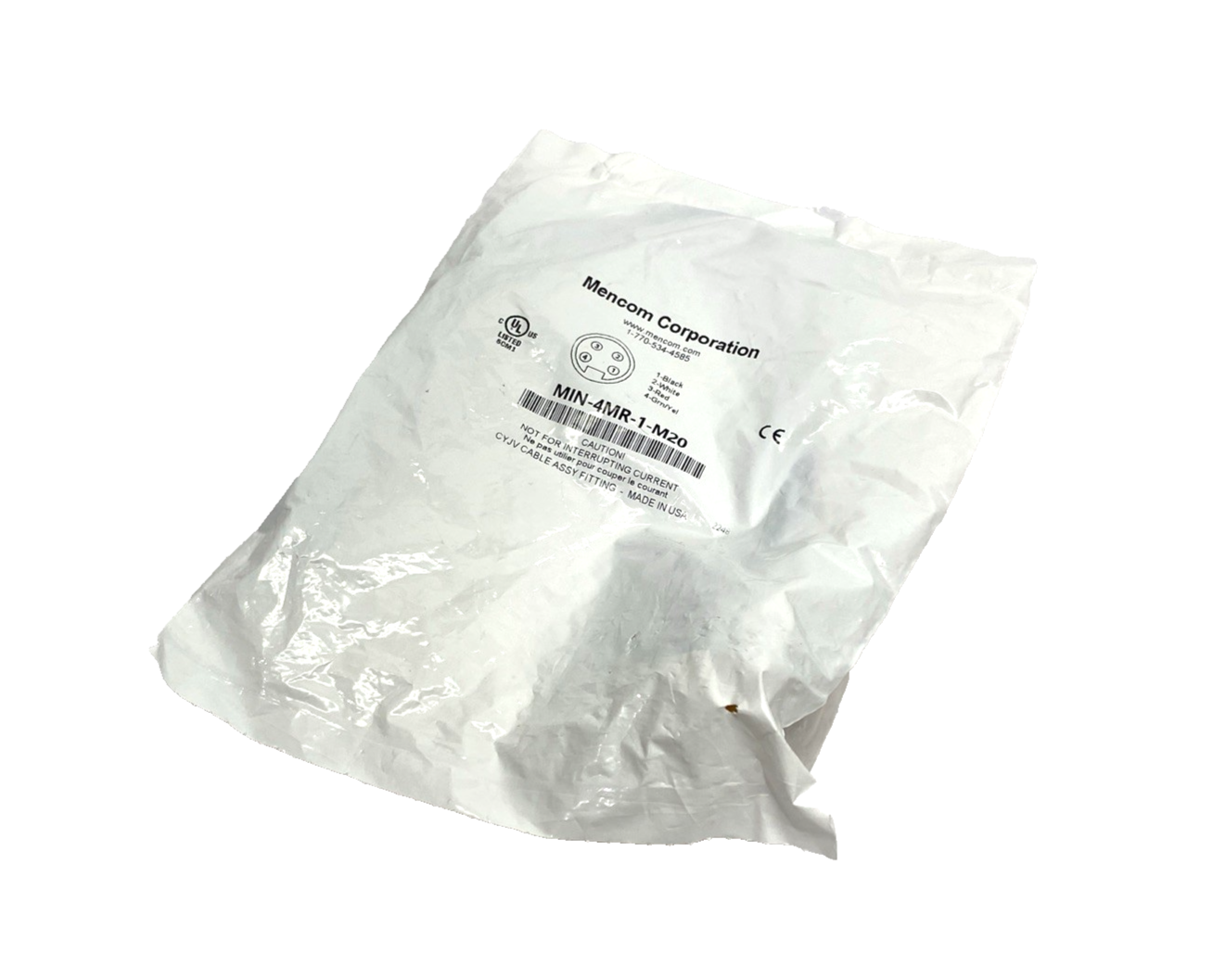 MIN-4MR-1-M20 | Mencom Size I Receptacle 4-Pin Male 7/8" M20 Front Mount 16AWG 10A - New - Maverick Industrial Sales