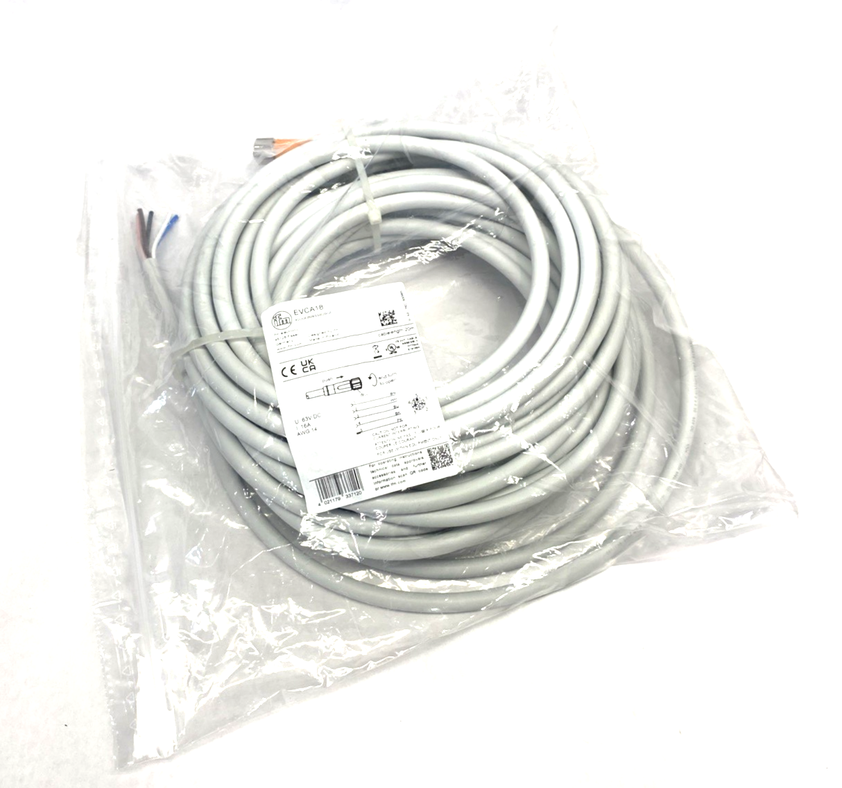 EVCA18 | Ifm Single Ended Female Power Cordset M12 L-Coded ADOGE050MSS0020H05 - New – Open box - Maverick Industrial Sales