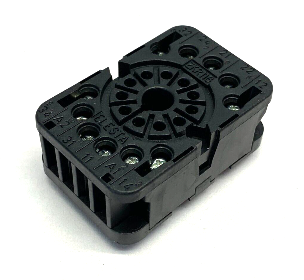 ZKR118 | Elesta Relay Socket Contact Block BLACK 11-Pin 220V 10A - New – Open box - Maverick Industrial Sales
